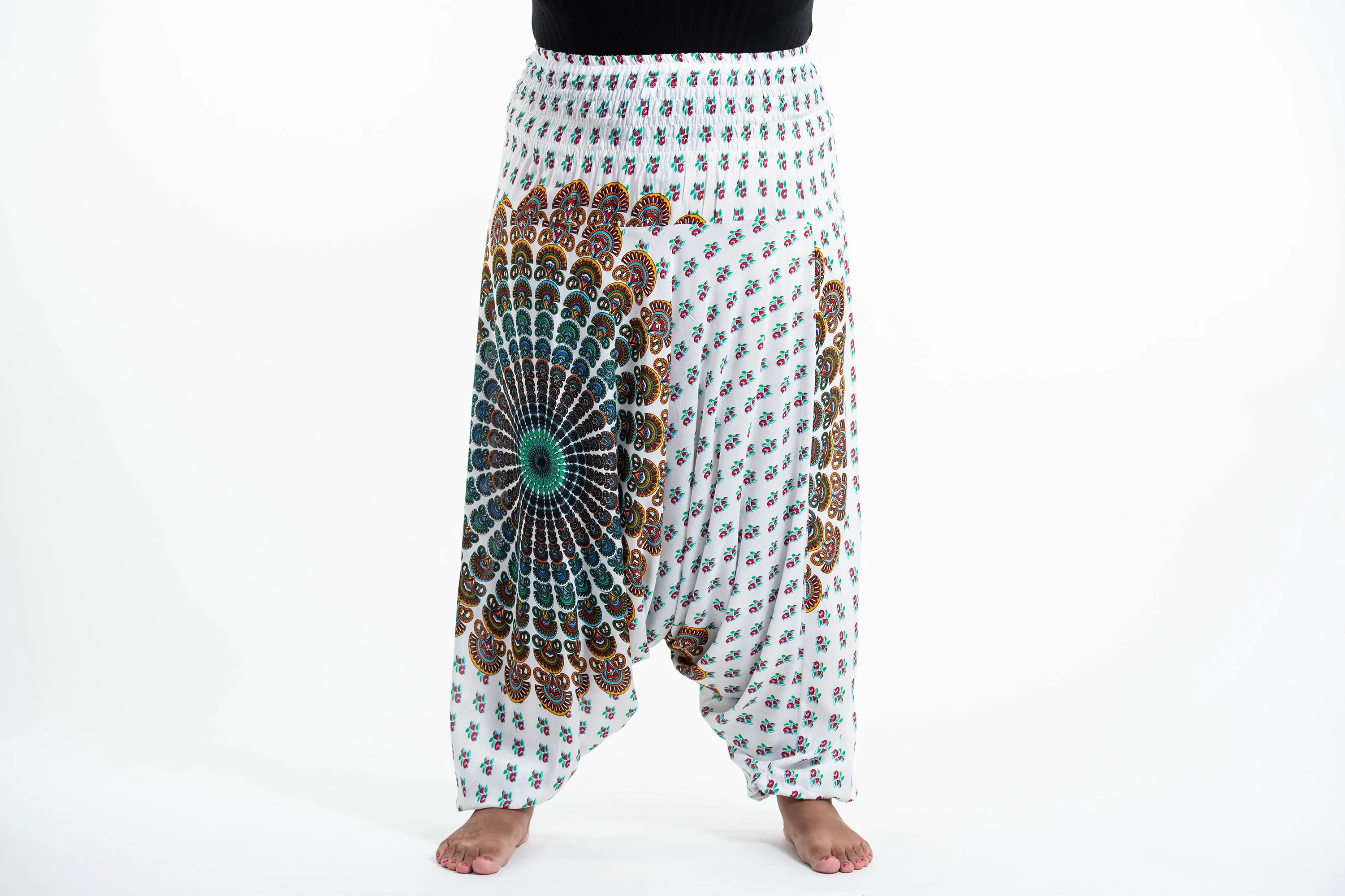 2822-Plus-Size-Peacock-Mandalas-2-in-1-Jumpsuit-Harem-Pants-in-White-2.webp Plus Size Peacock Mandalas 2-in-1 Jumpsuit Harem Pants in White