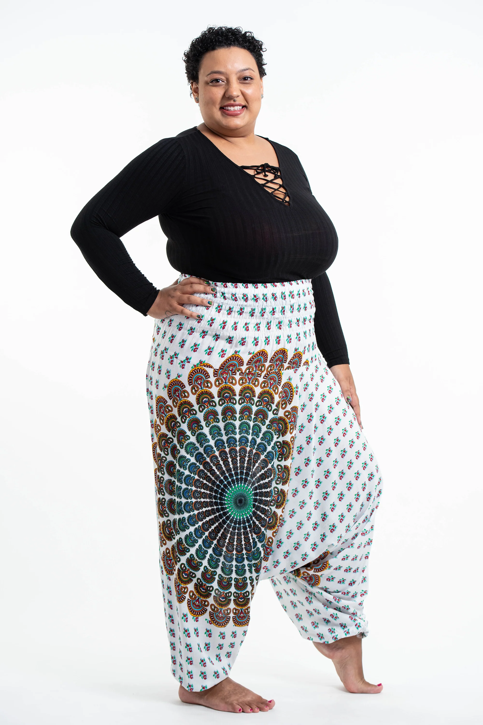 2822-Plus-Size-Peacock-Mandalas-2-in-1-Jumpsuit-Harem-Pants-in-White-3.webp Plus Size Peacock Mandalas 2-in-1 Jumpsuit Harem Pants in White