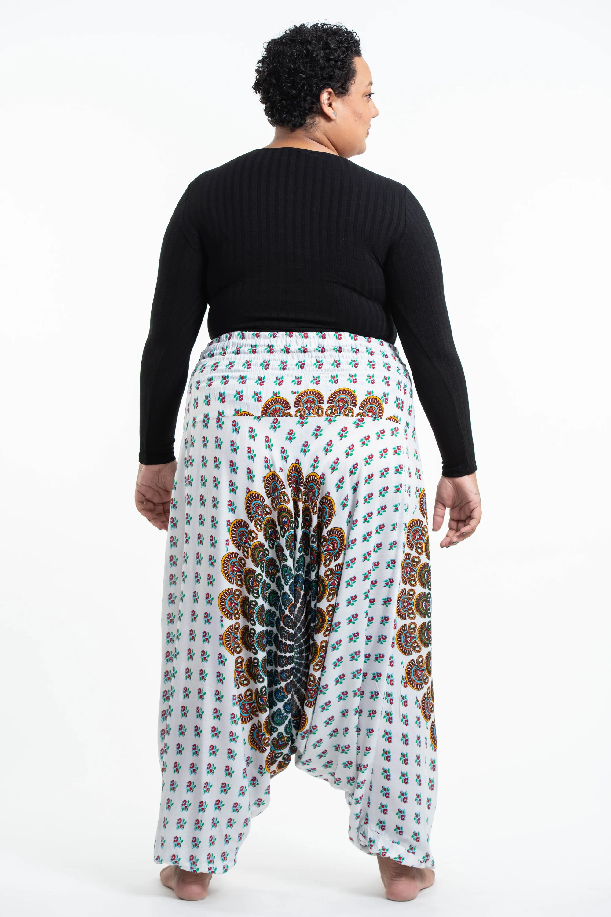 2822-Plus-Size-Peacock-Mandalas-2-in-1-Jumpsuit-Harem-Pants-in-White-4.webp Plus Size Peacock Mandalas 2-in-1 Jumpsuit Harem Pants in White