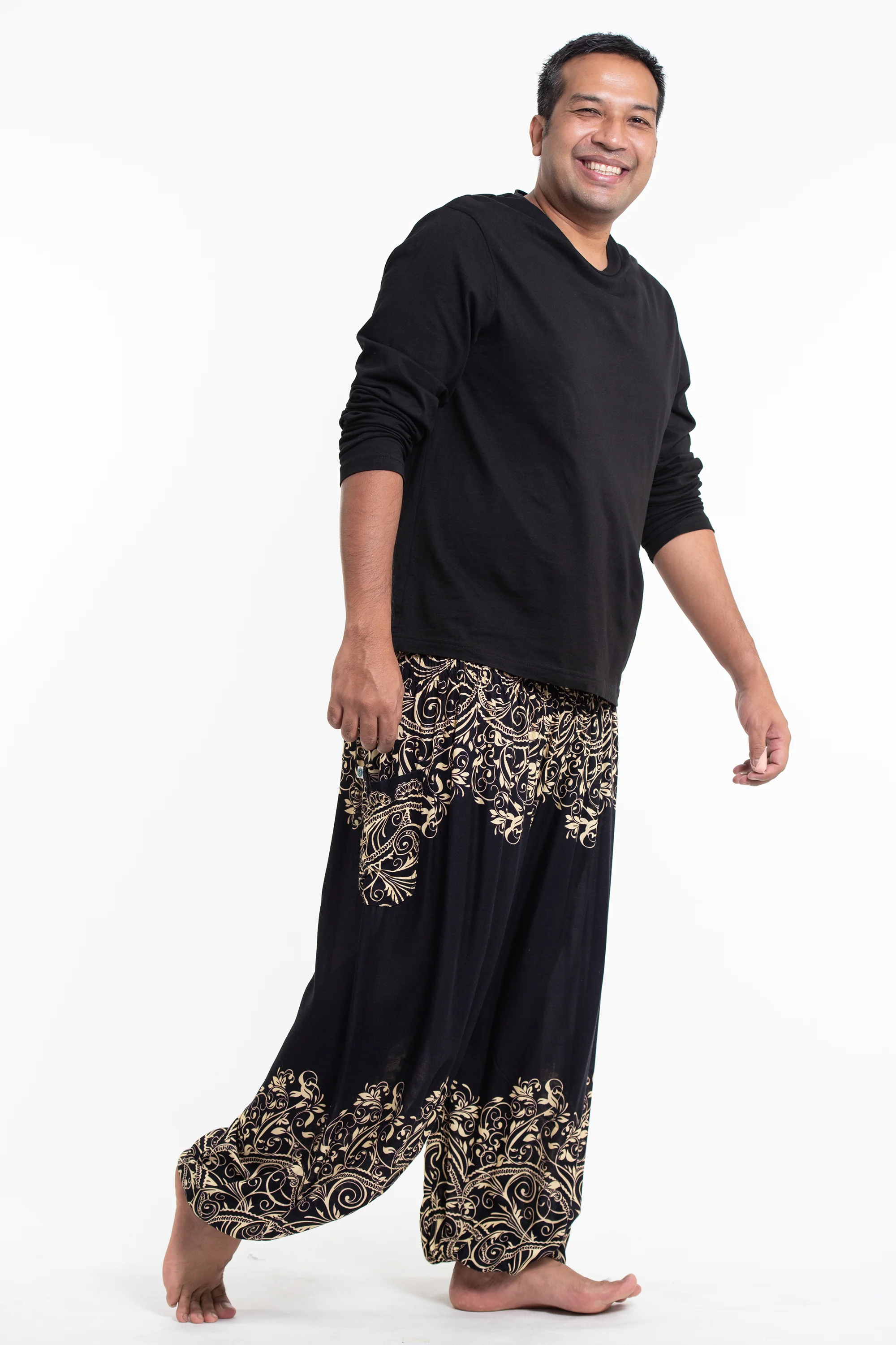 2836-Plus-Size-Vines-Men-s-Harem-Pants-in-Black-3.webp Plus Size Vines Men's Harem Pants in Black