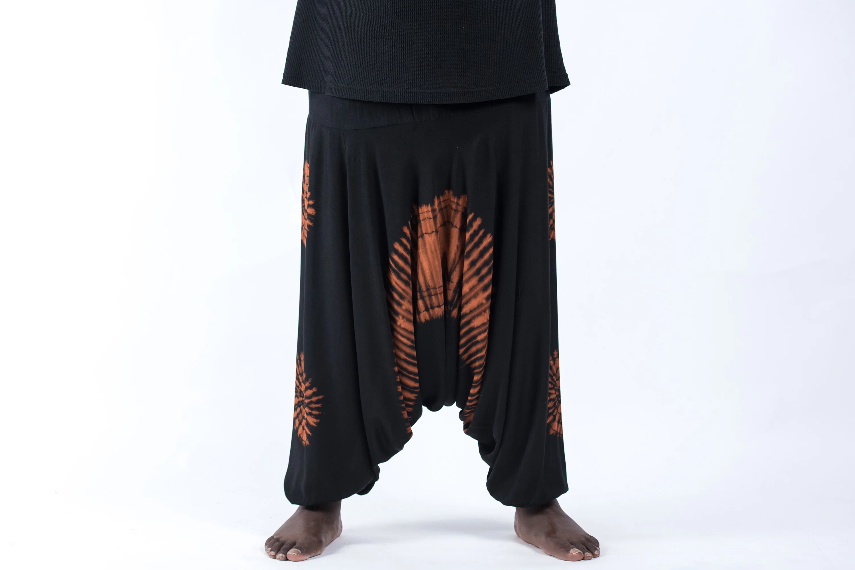 Plus Size Tie Dye Drop Crotch Men's Harem Pants in Black 07