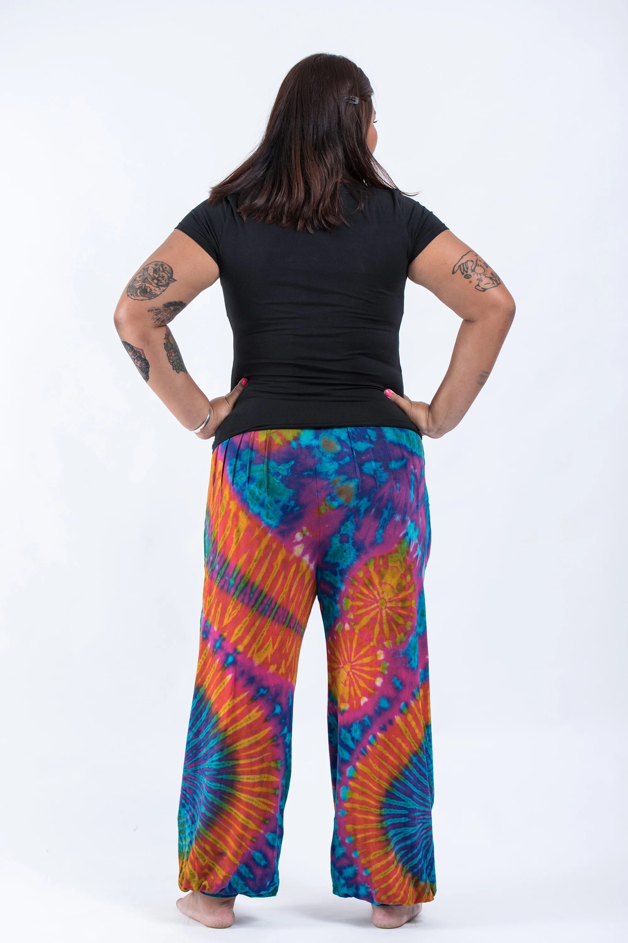 2838-Plus-Size-Tie-Dye-Cotton-Women-Harem-Pants-in-Blue-Orange-4.webp Plus Size Tie Dye Cotton Women Harem Pants in Blue Orange