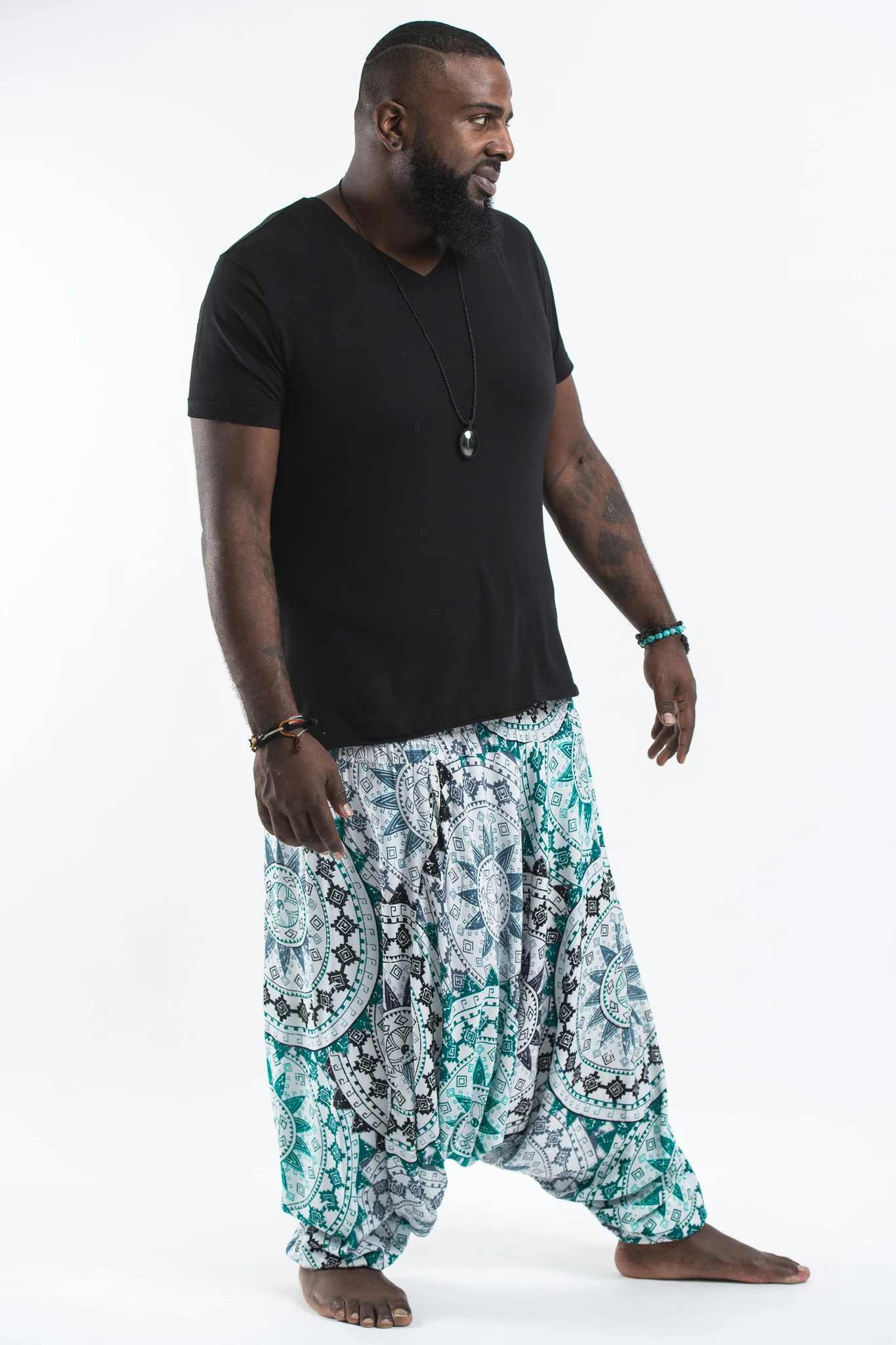 2839-Plus-Size-Star-Mandalas-Drop-Crotch-Men-s-Harem-Pants-in-Green-3.webp Plus Size Star Mandalas Drop Crotch Men's Harem Pants in Green