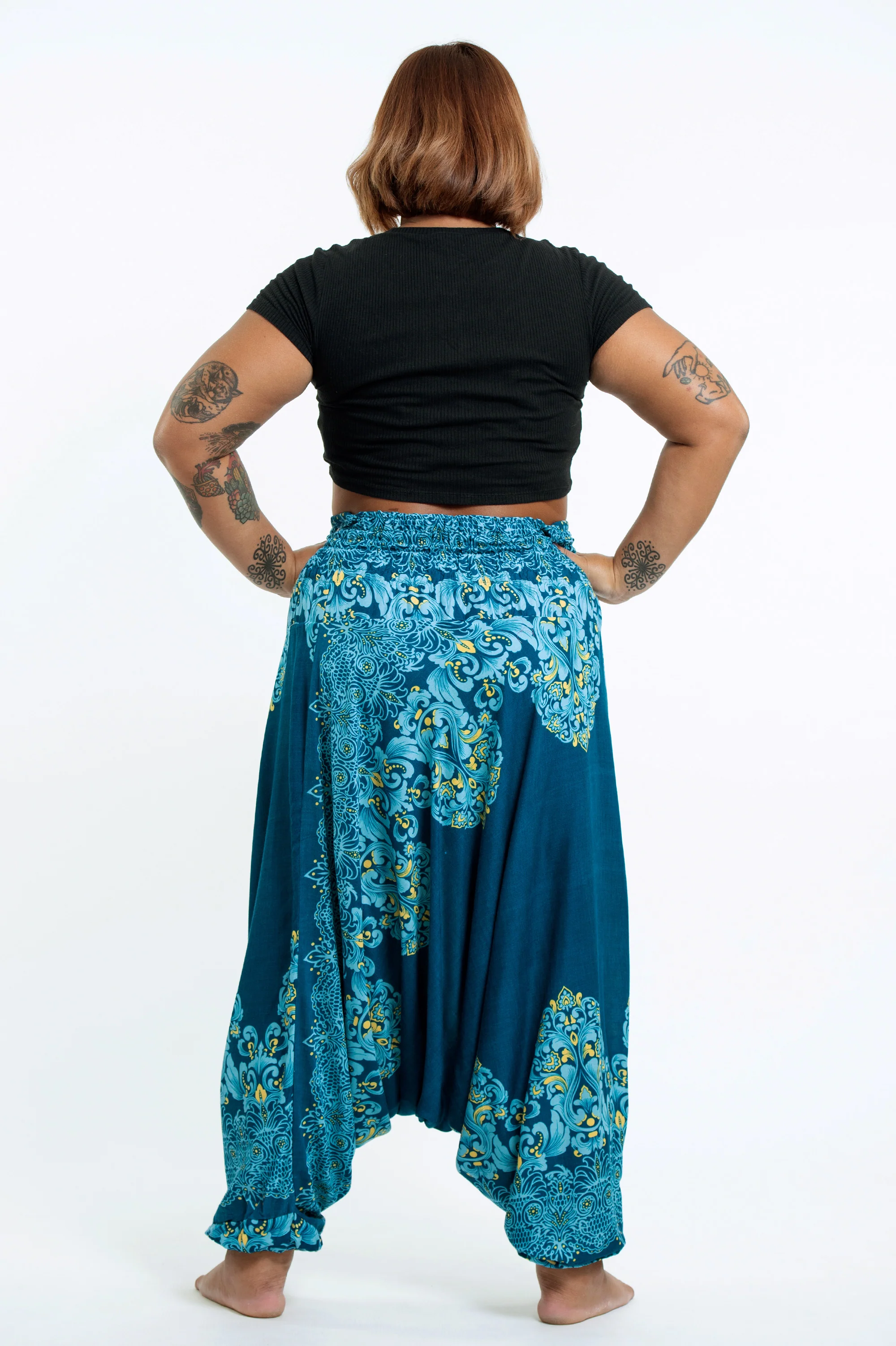 2840-Plus-Size-Floral-Vines-2-in-1-Jumpsuit-Harem-Pants-in-Turquoise-4.webp Plus Size Floral Vines 2-in-1 Jumpsuit Harem Pants in Turquoise