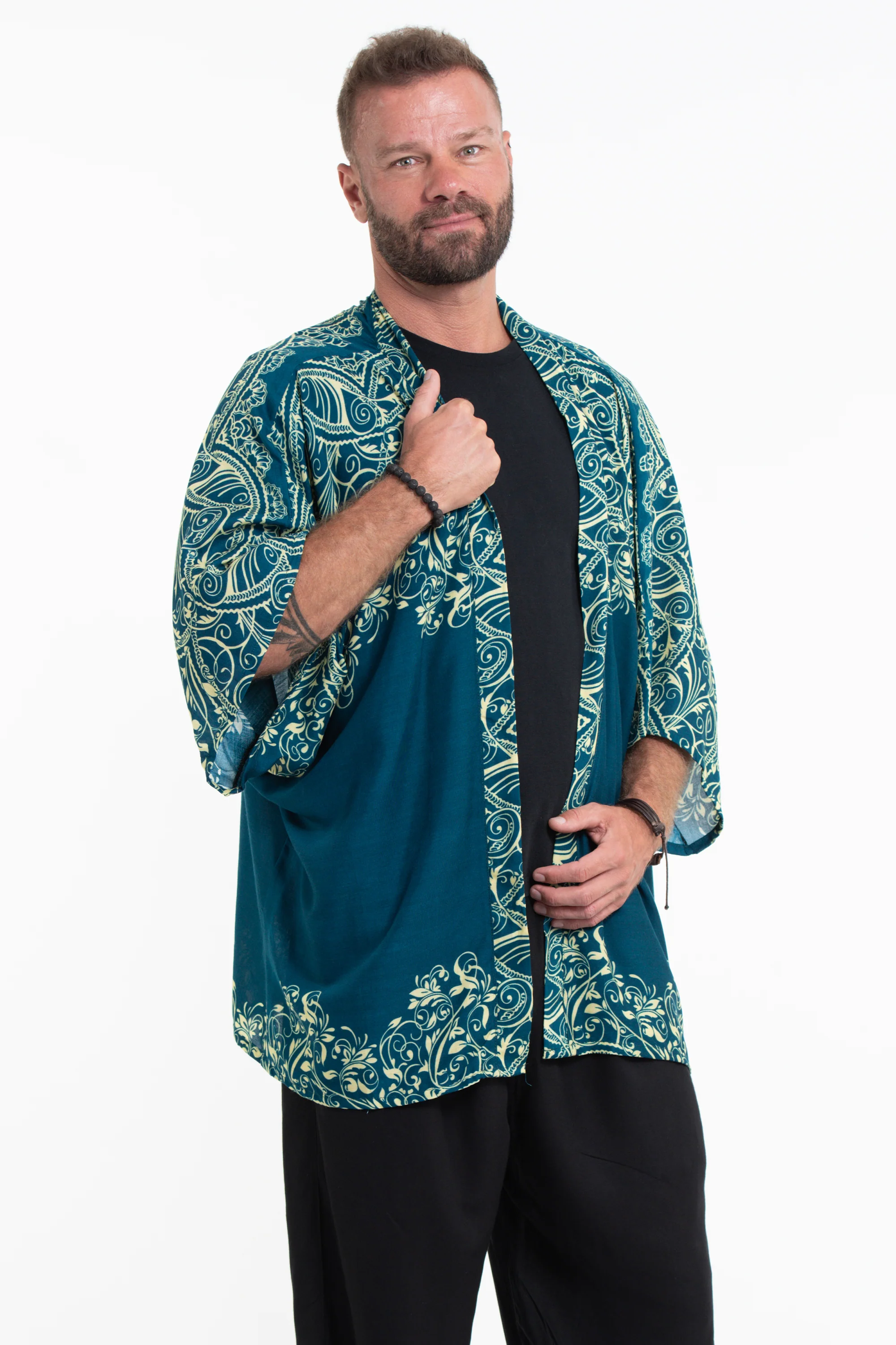 2842-Vines-Kimono-Cardigan-in-Turquoise-3.webp Vines Kimono Cardigan in Turquoise