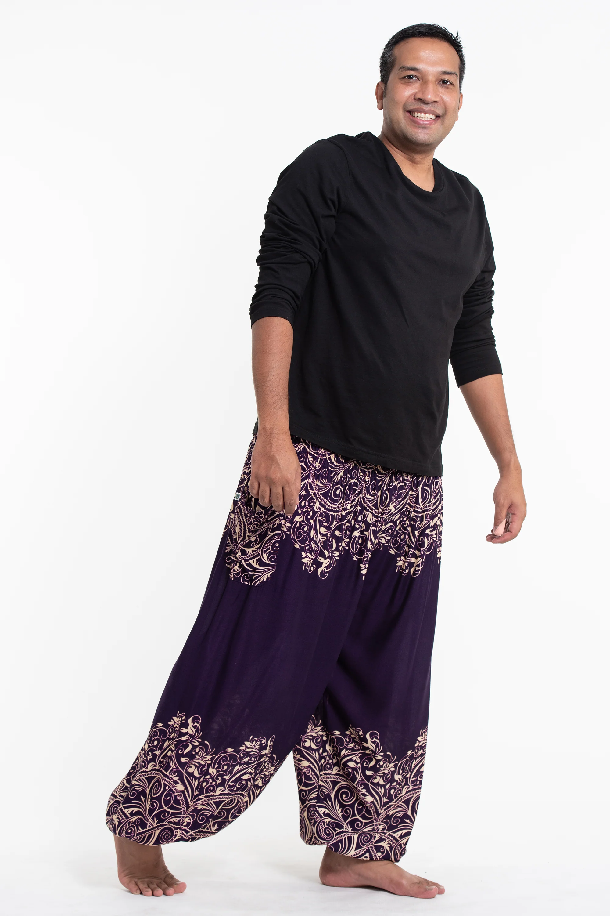 2843-Plus-Size-Vines-Men-s-Harem-Pants-in-Purple-3.webp Plus Size Vines Men's Harem Pants in Purple