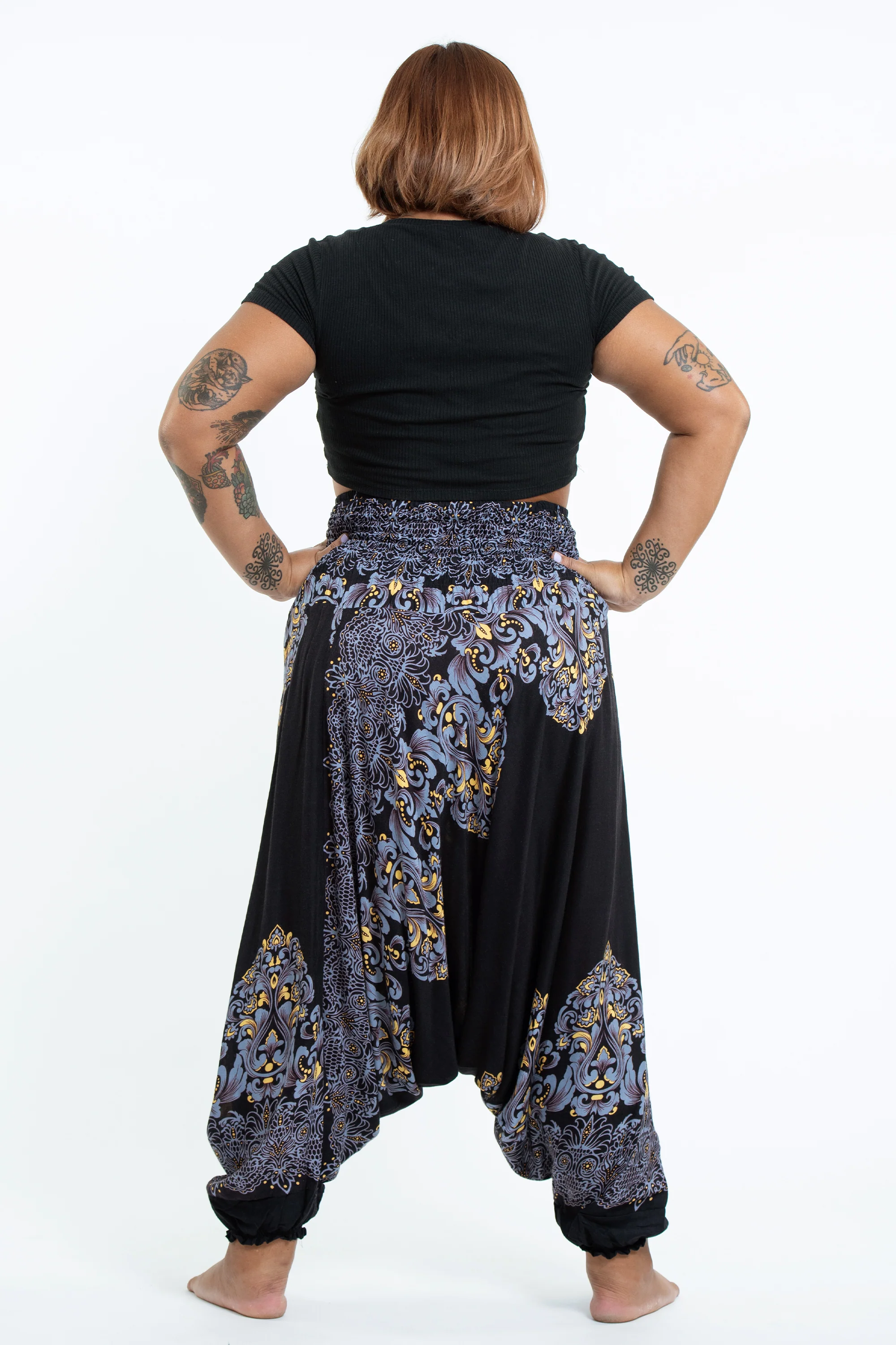 2849-Plus-Size-Floral-Vines-2-in-1-Jumpsuit-Harem-Pants-in-Black-4.webp Plus Size Floral Vines 2-in-1 Jumpsuit Harem Pants in Black