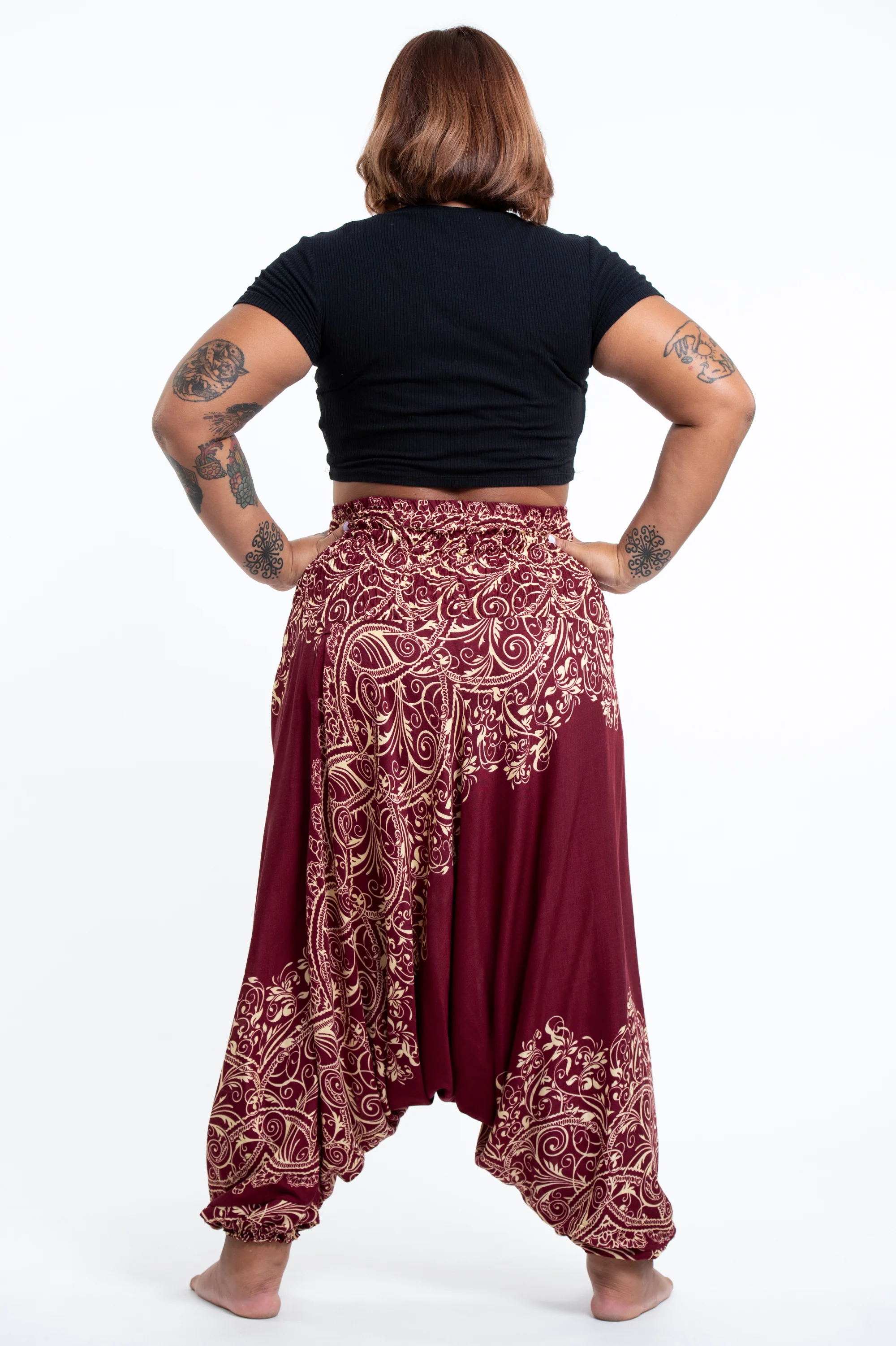2851-Plus-Size-Vines-2-in-1-Jumpsuit-Harem-Pants-in-Red-4.webp Plus Size Vines 2-in-1 Jumpsuit Harem Pants in Red