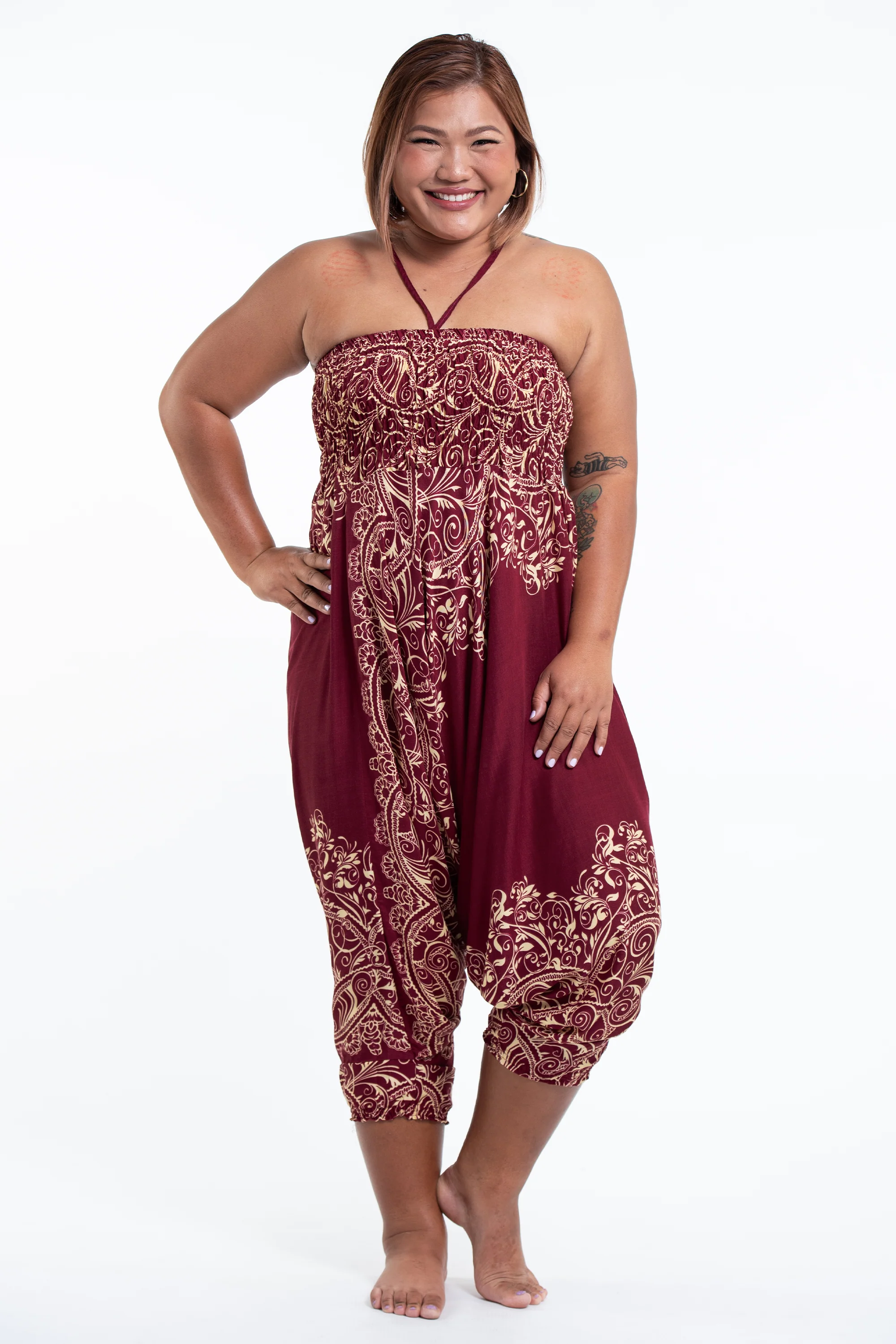 2851-Plus-Size-Vines-2-in-1-Jumpsuit-Harem-Pants-in-Red-5.webp Plus Size Vines 2-in-1 Jumpsuit Harem Pants in Red