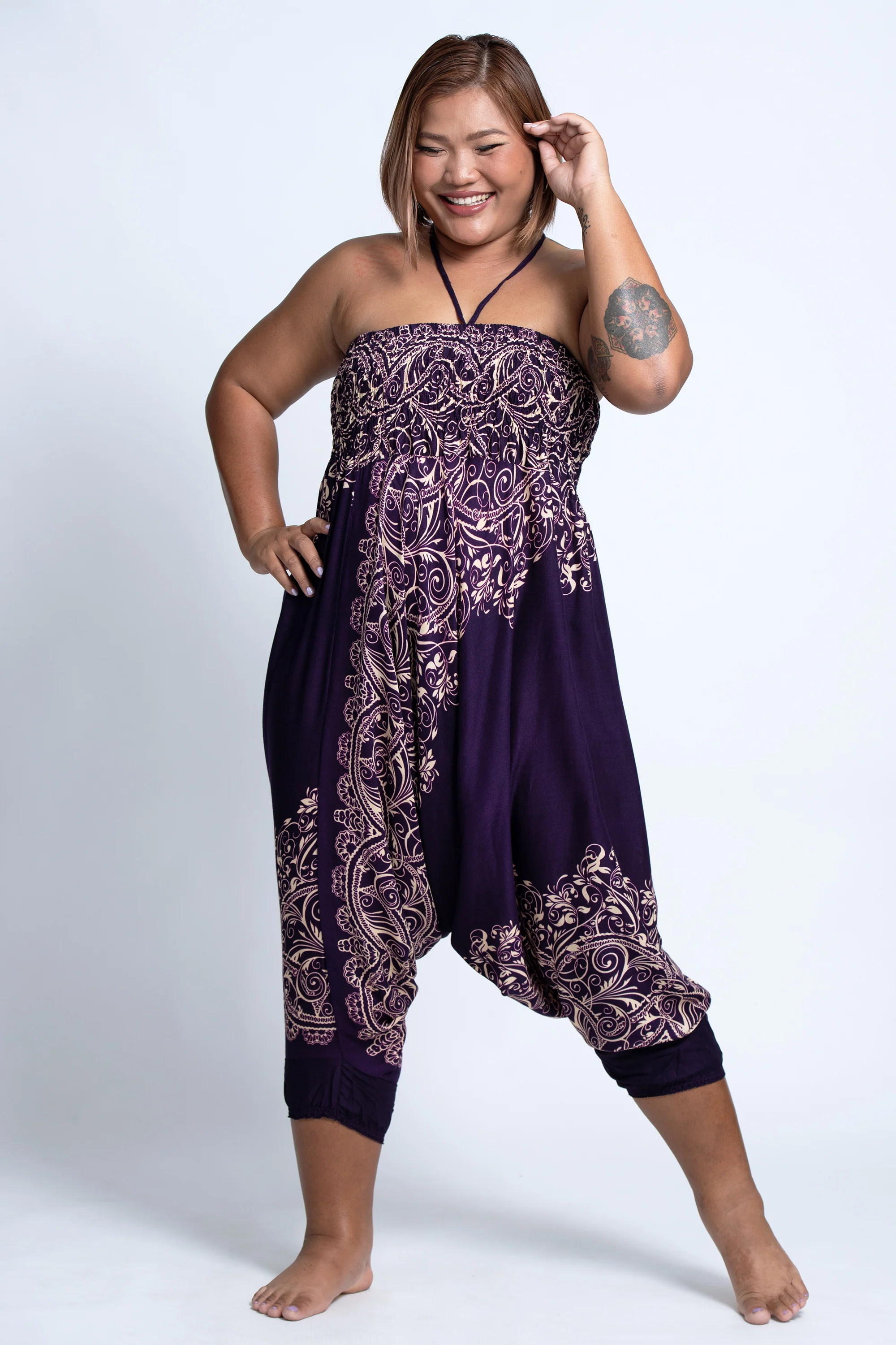 2852-Plus-Size-Vines-2-in-1-Jumpsuit-Harem-Pants-in-Purple-4.webp Plus Size Vines 2-in-1 Jumpsuit Harem Pants in Purple