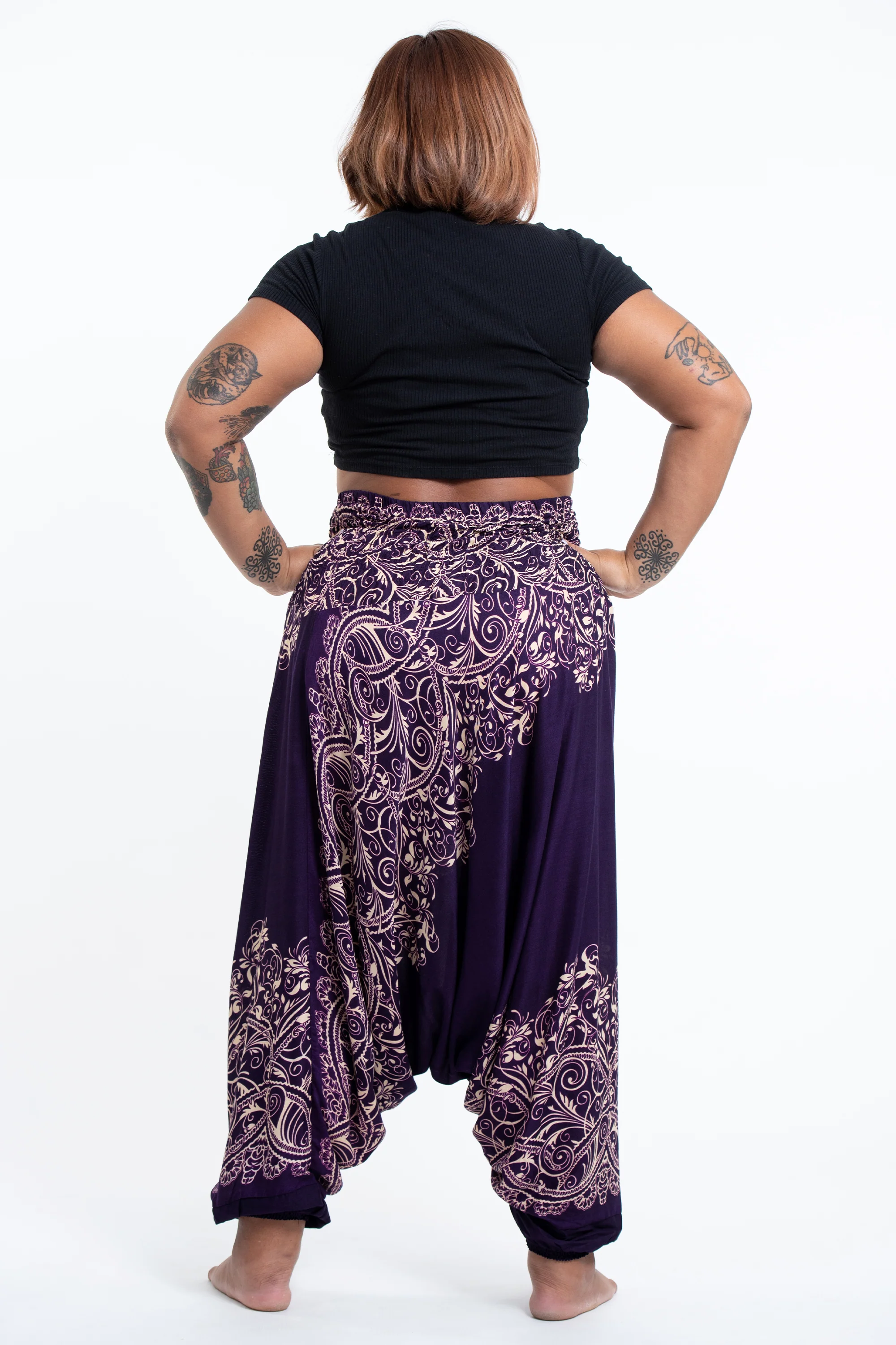 2852-Plus-Size-Vines-2-in-1-Jumpsuit-Harem-Pants-in-Purple-5.webp Plus Size Vines 2-in-1 Jumpsuit Harem Pants in Purple