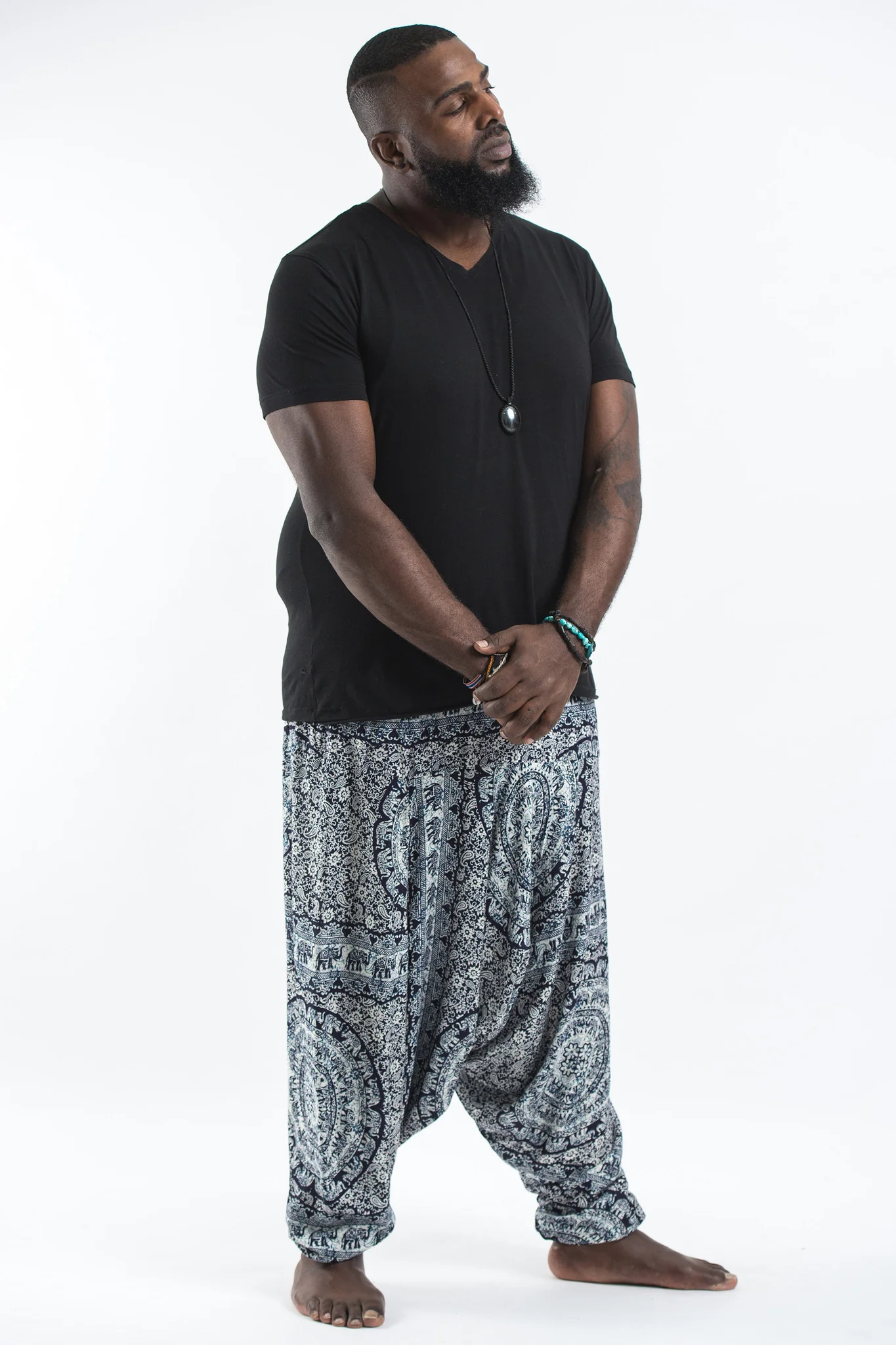 2855-Plus-Size-Paisley-Elephant-Drop-Crotch-Men-s-Elephant-Pants-in-Blue-3.webp Plus Size Paisley Elephant Drop Crotch Men's Elephant Pants in Blue