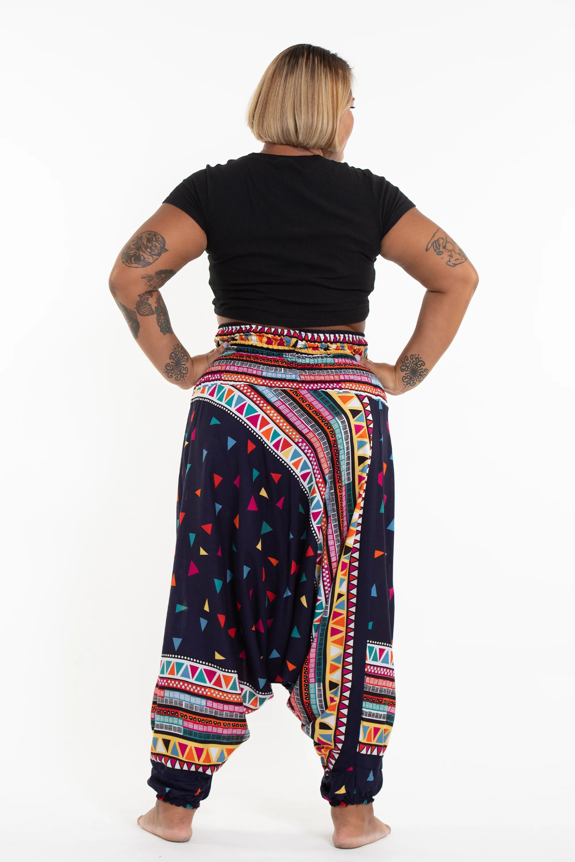 2858-Plus-Size-Triangles-2-in-1-Jumpsuit-Harem-Pants-in-Navy-4.webp Plus Size Triangles 2-in-1 Jumpsuit Harem Pants in Navy