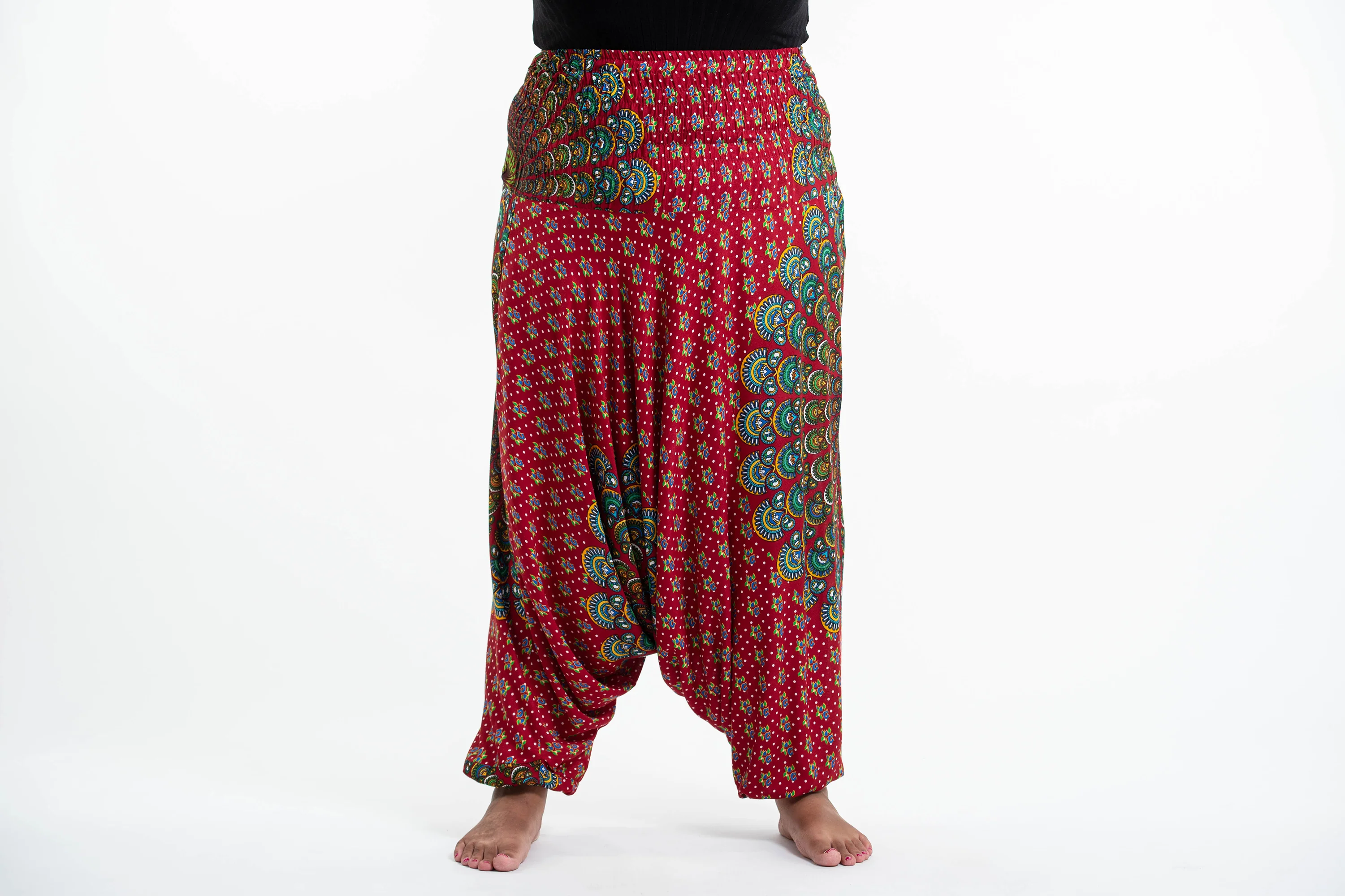 2859-Plus-Size-Peacock-Mandalas-2-in-1-Jumpsuit-Harem-Pants-in-Red-2.webp Plus Size Peacock Mandalas 2-in-1 Jumpsuit Harem Pants in Red