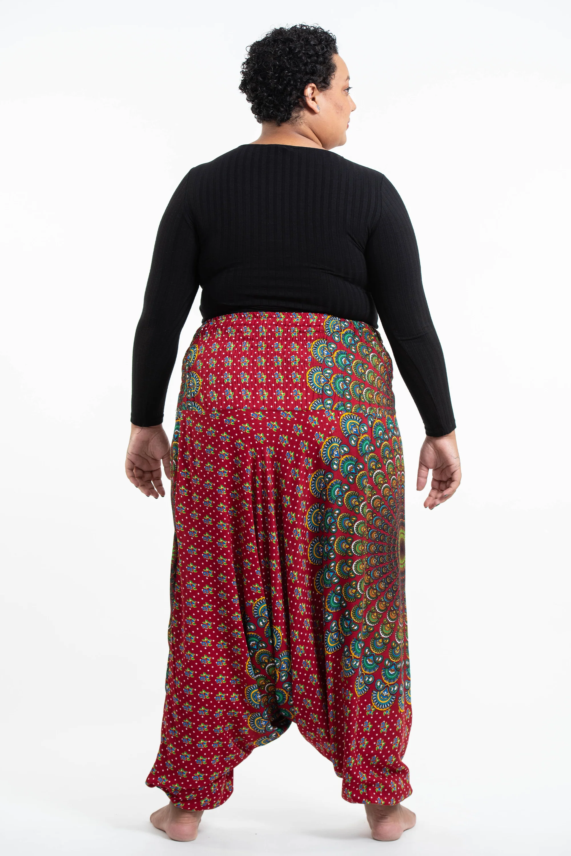 2859-Plus-Size-Peacock-Mandalas-2-in-1-Jumpsuit-Harem-Pants-in-Red-4.webp Plus Size Peacock Mandalas 2-in-1 Jumpsuit Harem Pants in Red