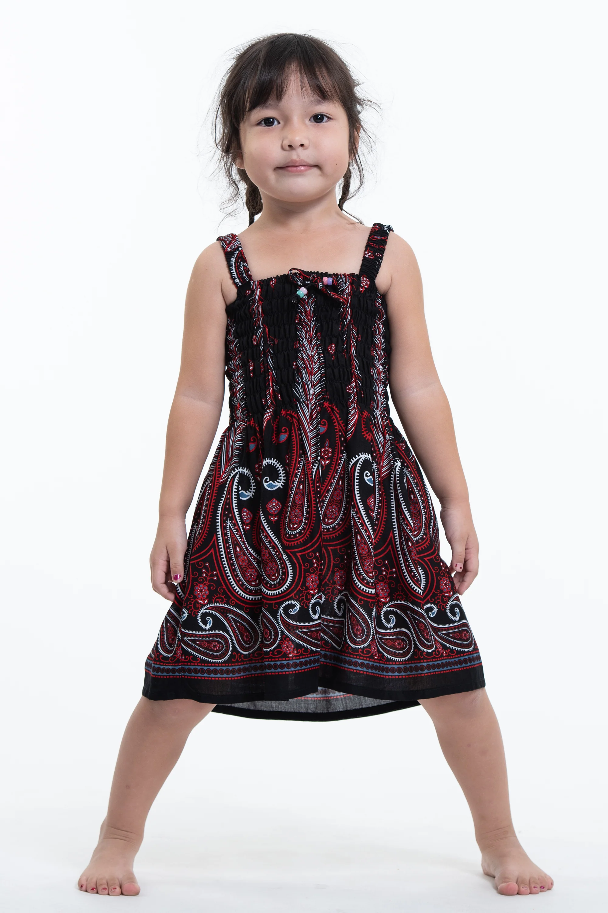 286-Kids-Paisley-Feathers-Smock-Dress-in-Black-5.webp Kids Paisley Feathers Smock Dress in Black