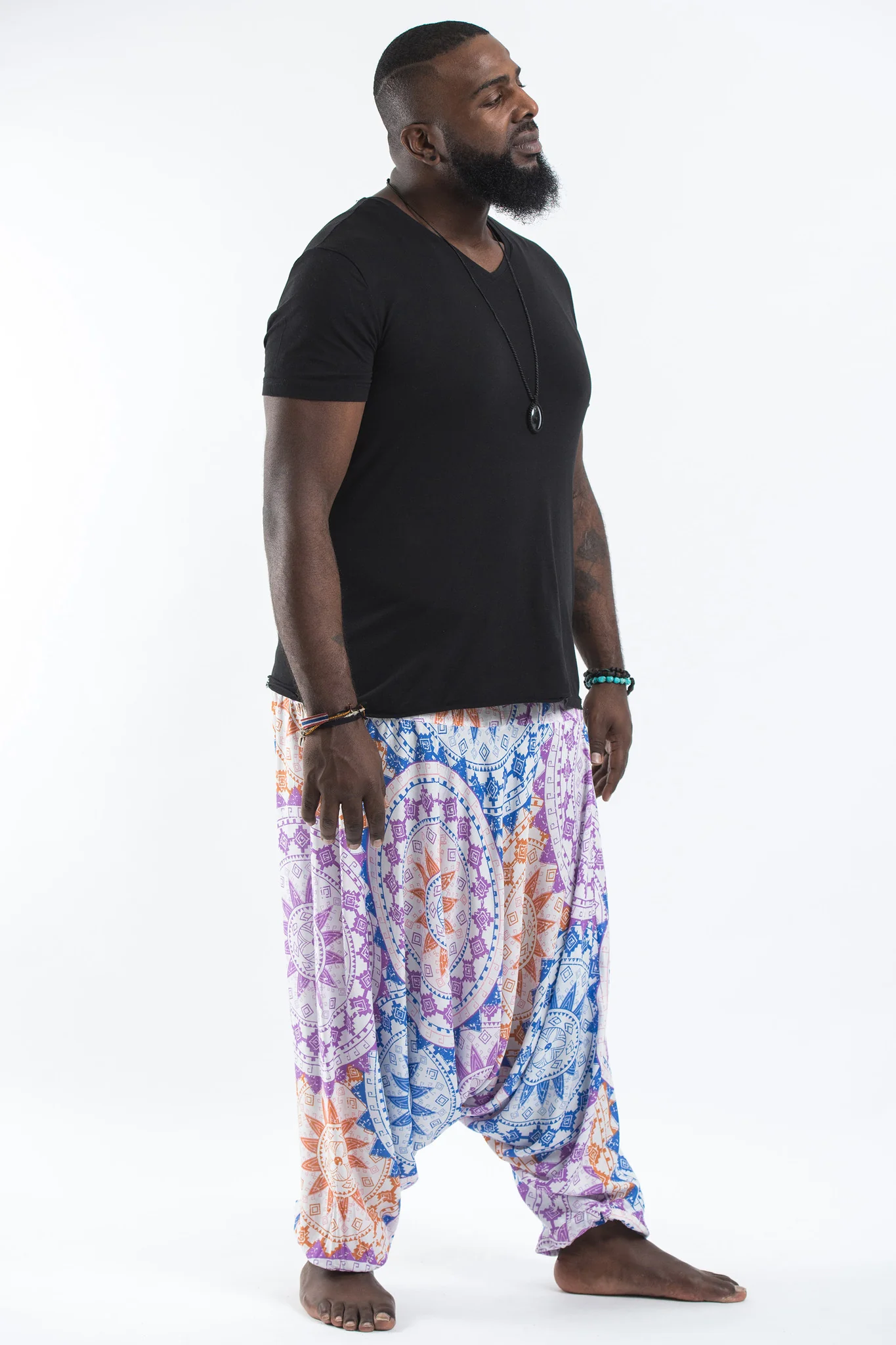 2860-Plus-Size-Star-Mandalas-Drop-Crotch-Men-s-Harem-Pants-in-Purple-3.webp Plus Size Star Mandalas Drop Crotch Men's Harem Pants in Purple