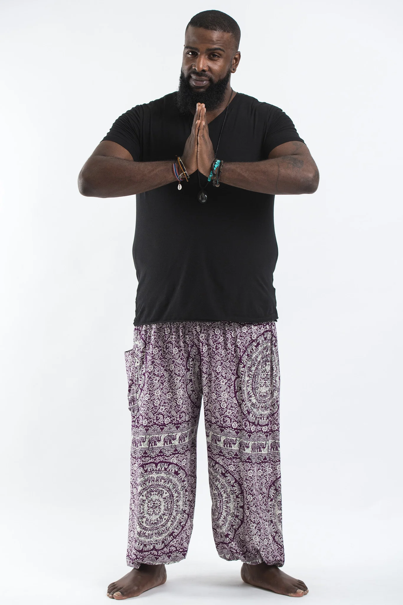 Plus Size Paisley Elephant Men's Elephant Pants in Purple