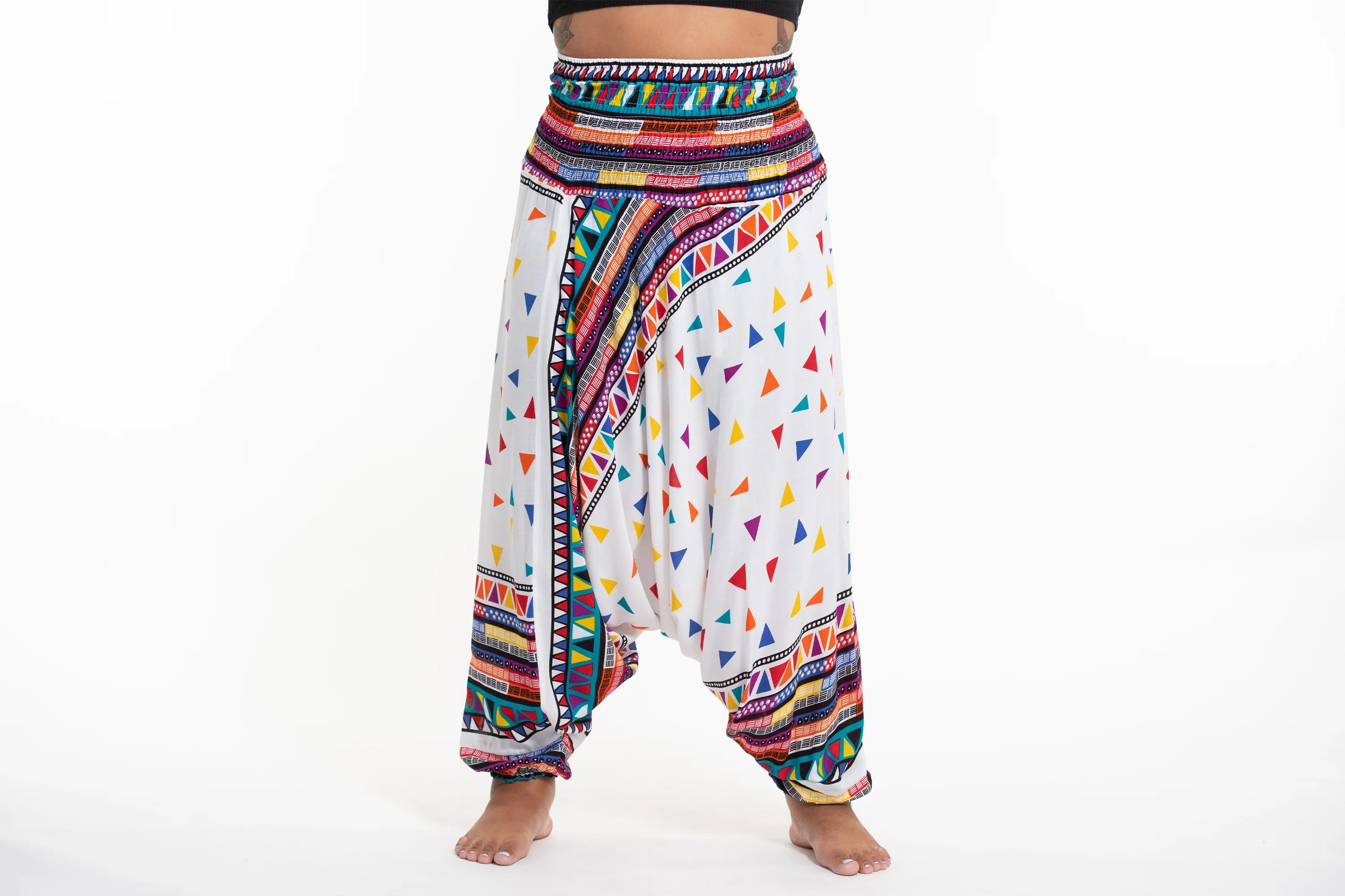 2863-Plus-Size-Triangles-2-in-1-Jumpsuit-Harem-Pants-in-White-2.webp Plus Size Triangles 2-in-1 Jumpsuit Harem Pants in White