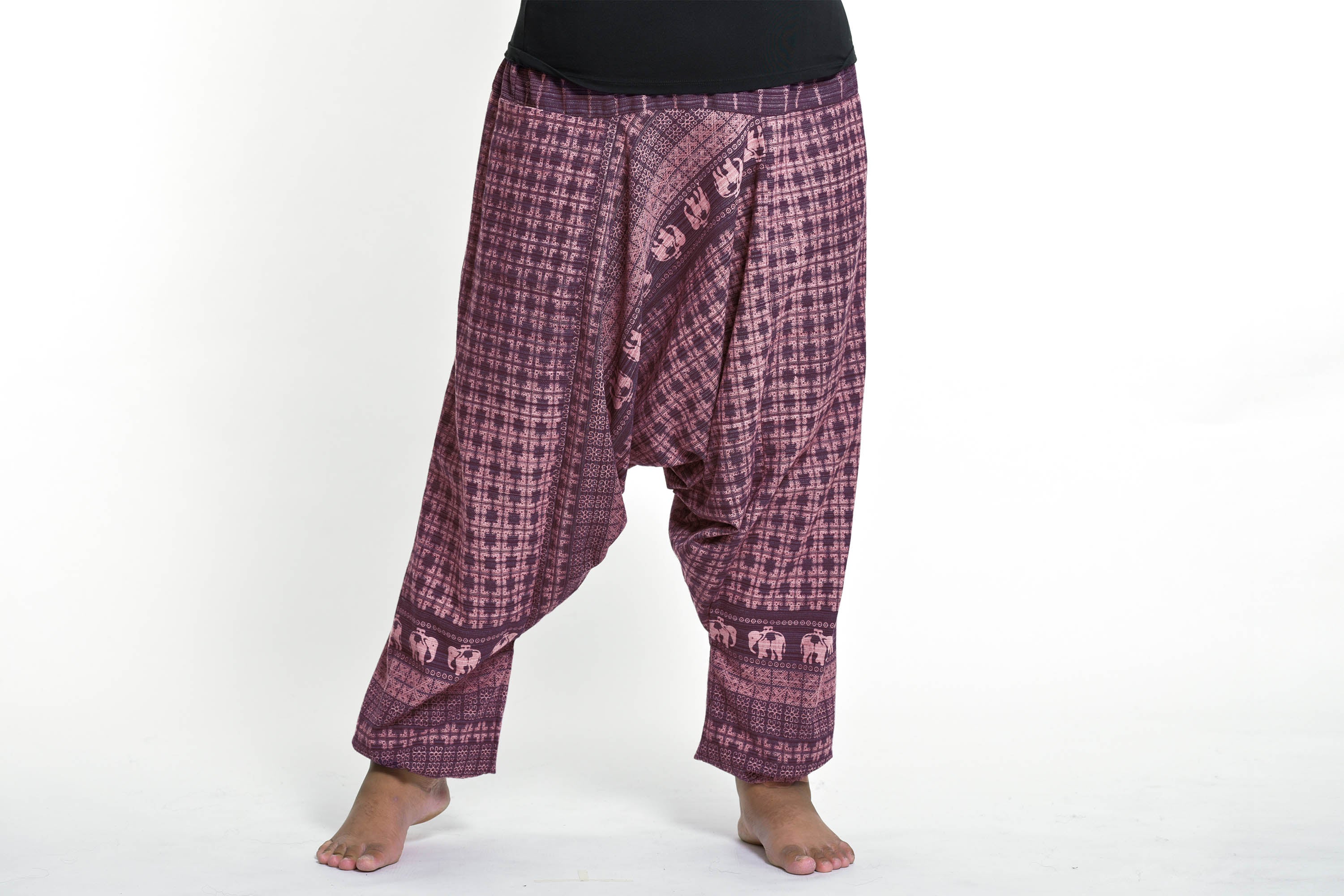 Plus Size Hill Tribe Elephant Women's Elephant Pants in Mauve