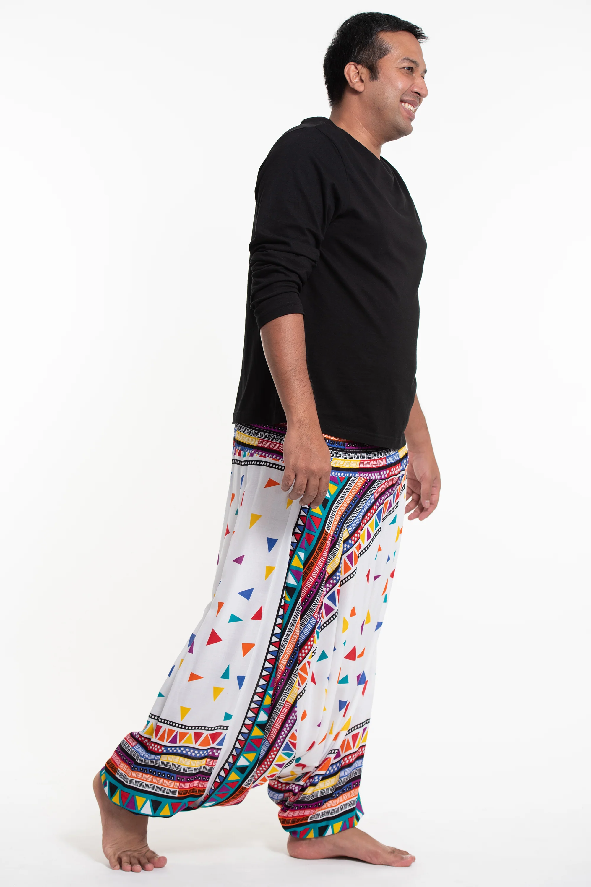 2880-Plus-Size-Triangles-Drop-Crotch-Men-s-Harem-Pants-in-White-3.webp Plus Size Triangles Drop Crotch Men's Harem Pants in White
