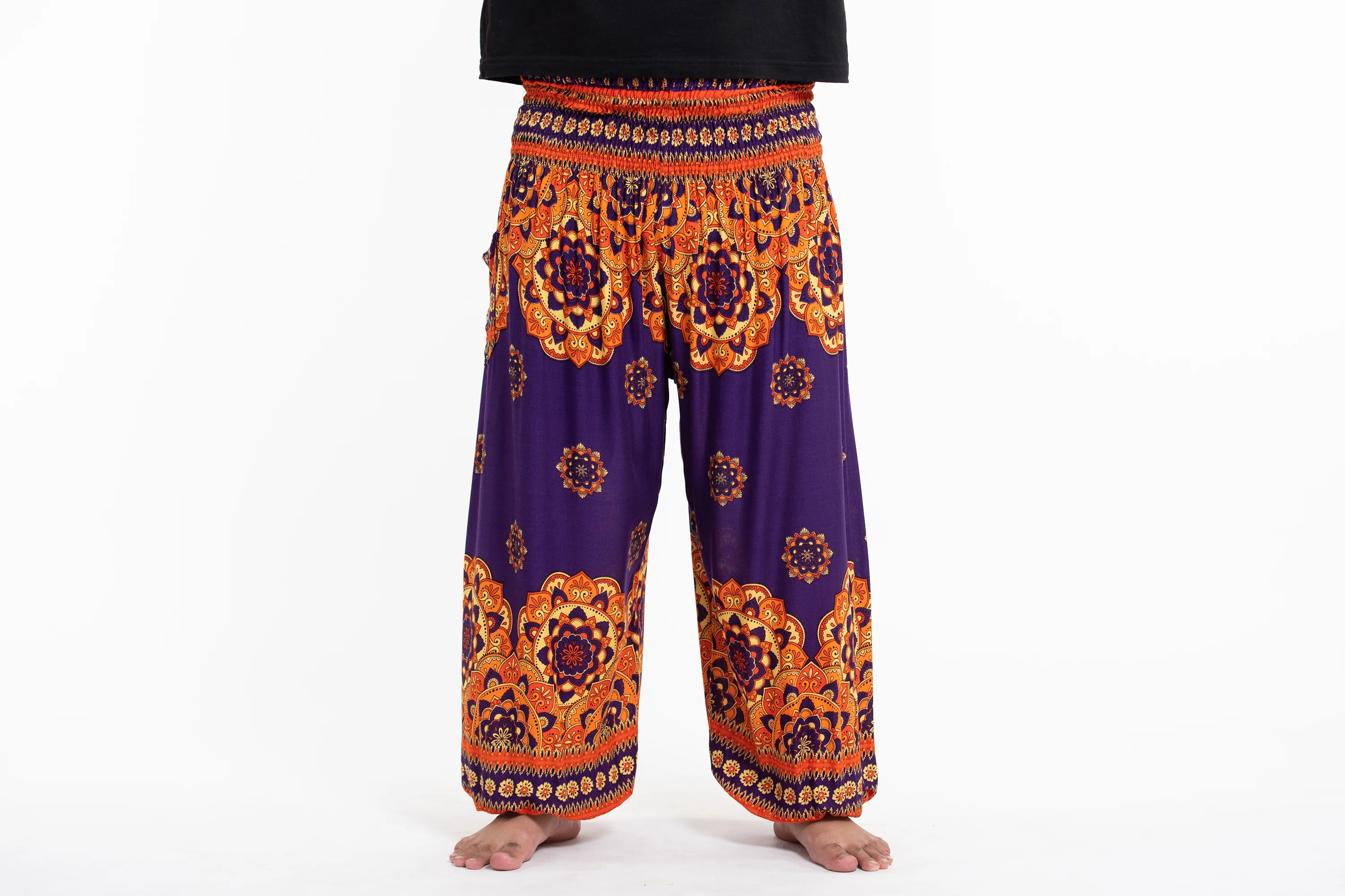 Plus Size Lotus Mandalas Men's Harem Pants in Purple