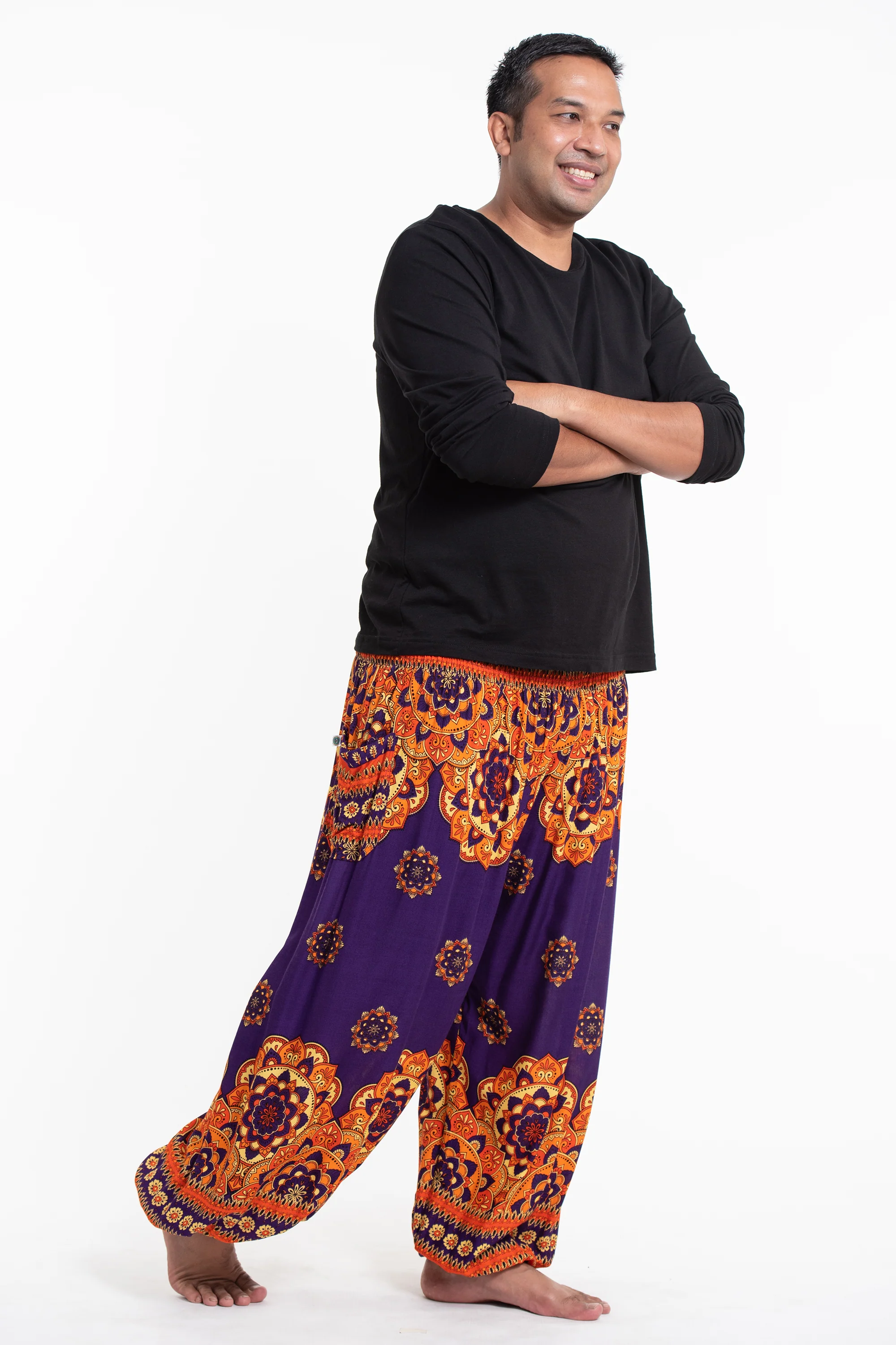 2882-Plus-Size-Lotus-Mandalas-Men-s-Harem-Pants-in-Purple-3.webp Plus Size Lotus Mandalas Men's Harem Pants in Purple