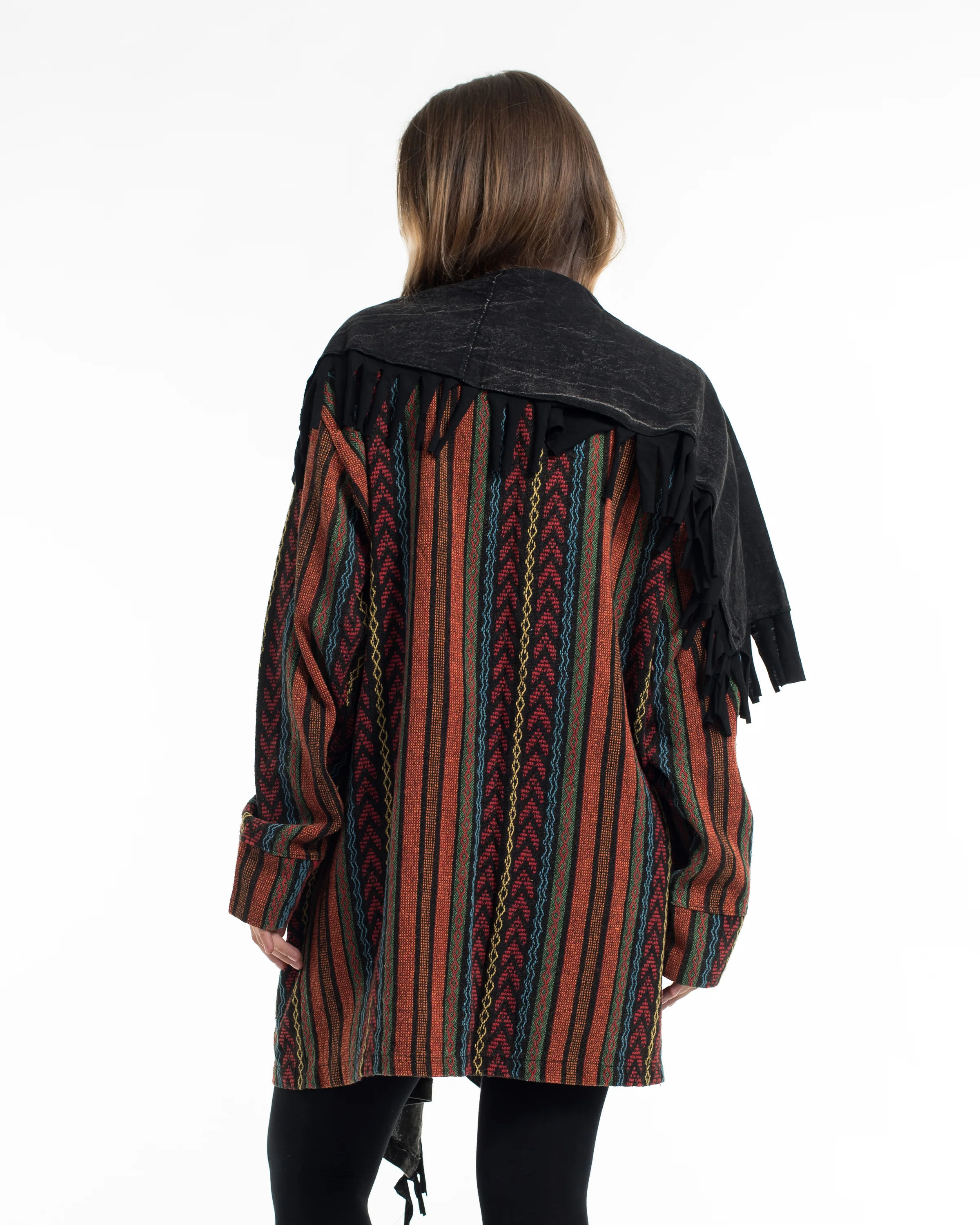 2887-Tribal-Cloak-Jacket-Stonewash-Drape-in-Black-4.webp Tribal Cloak Jacket | Stonewash Drape in Black