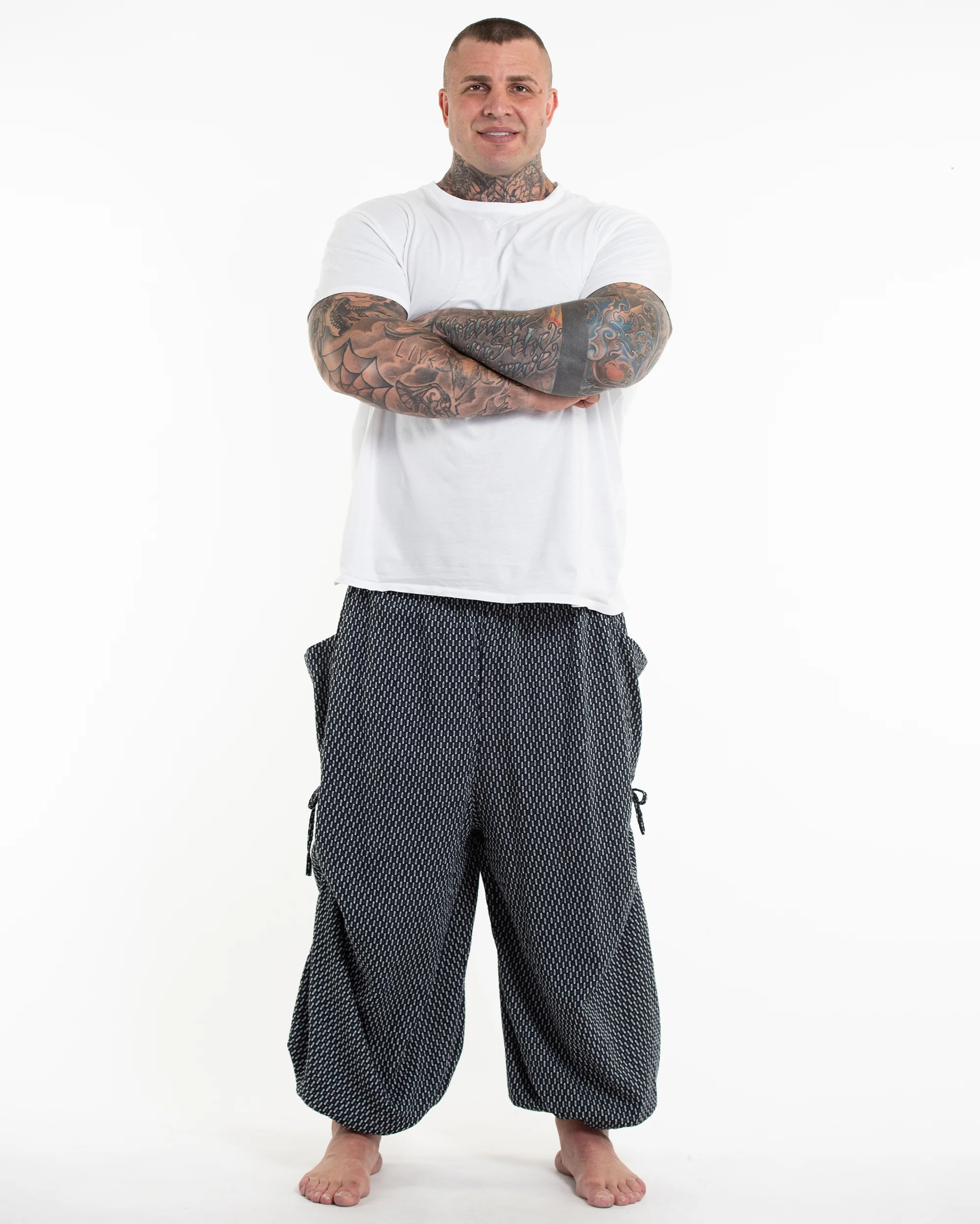 Plus Size Men's Ribbed Cotton Pants in Black