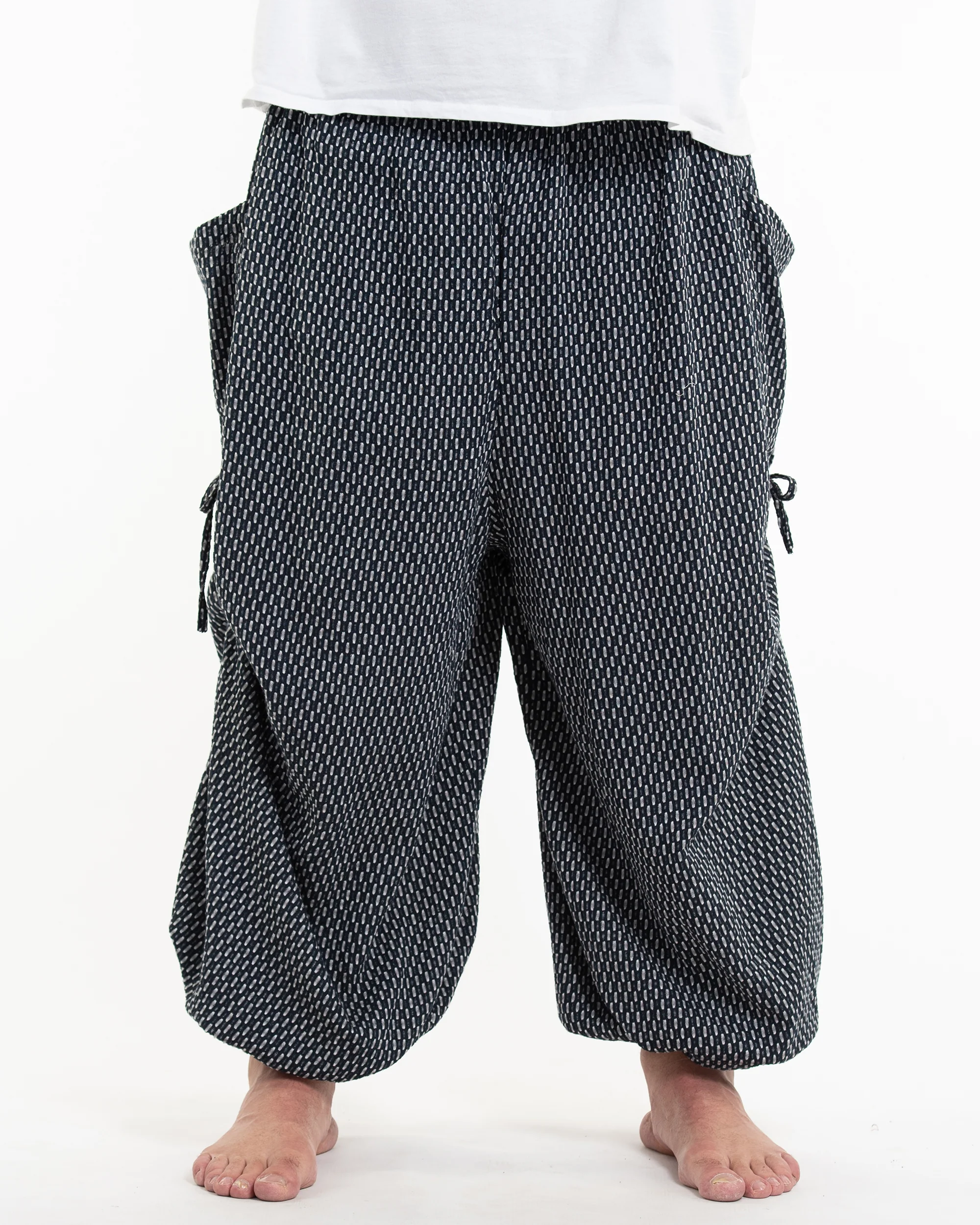 Plus Size Men's Ribbed Cotton Pants in Black