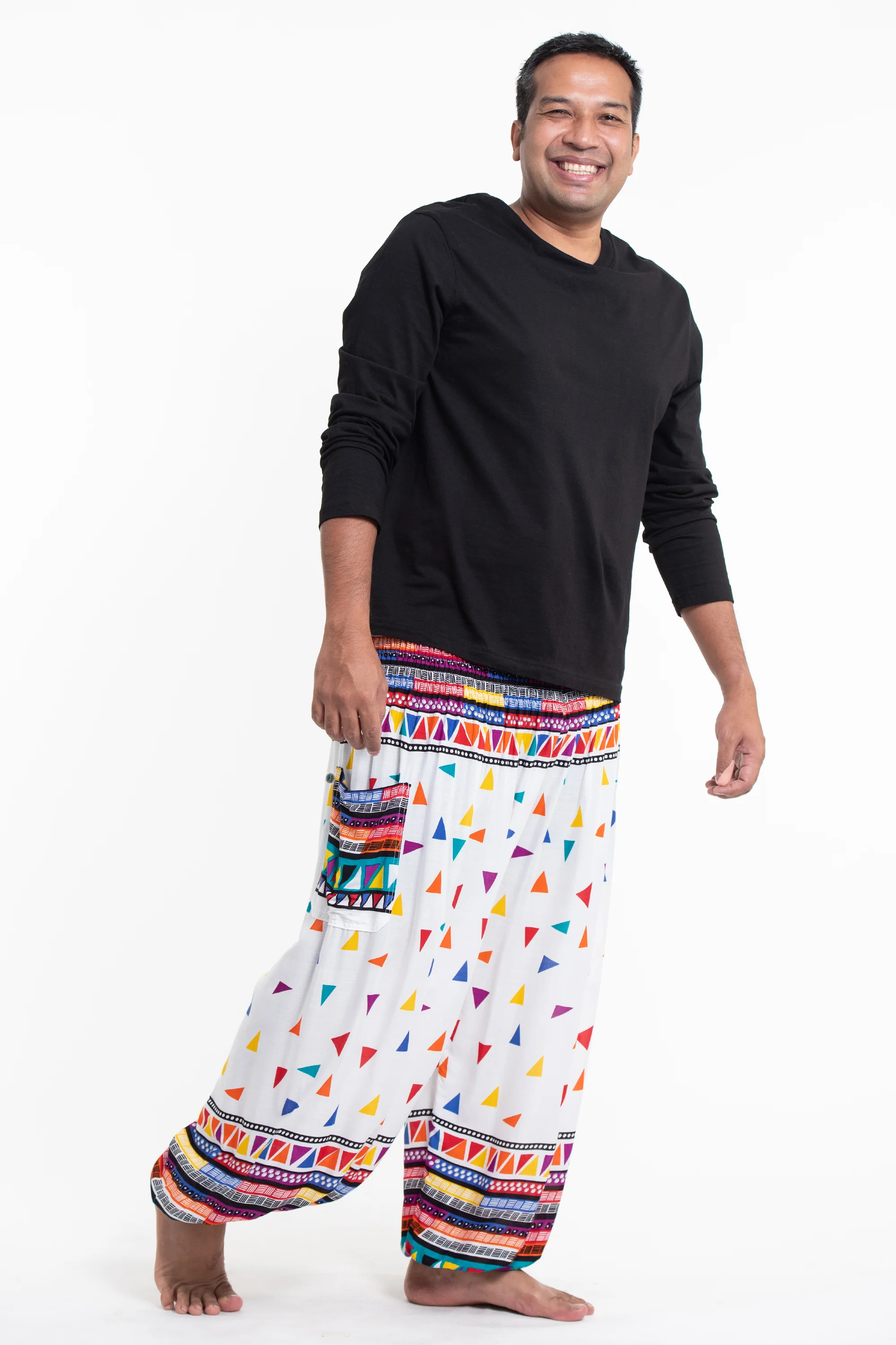 2897-Plus-Size-Triangles-Men-s-Harem-Pants-in-White-3.webp Plus Size Triangles Men's Harem Pants in White