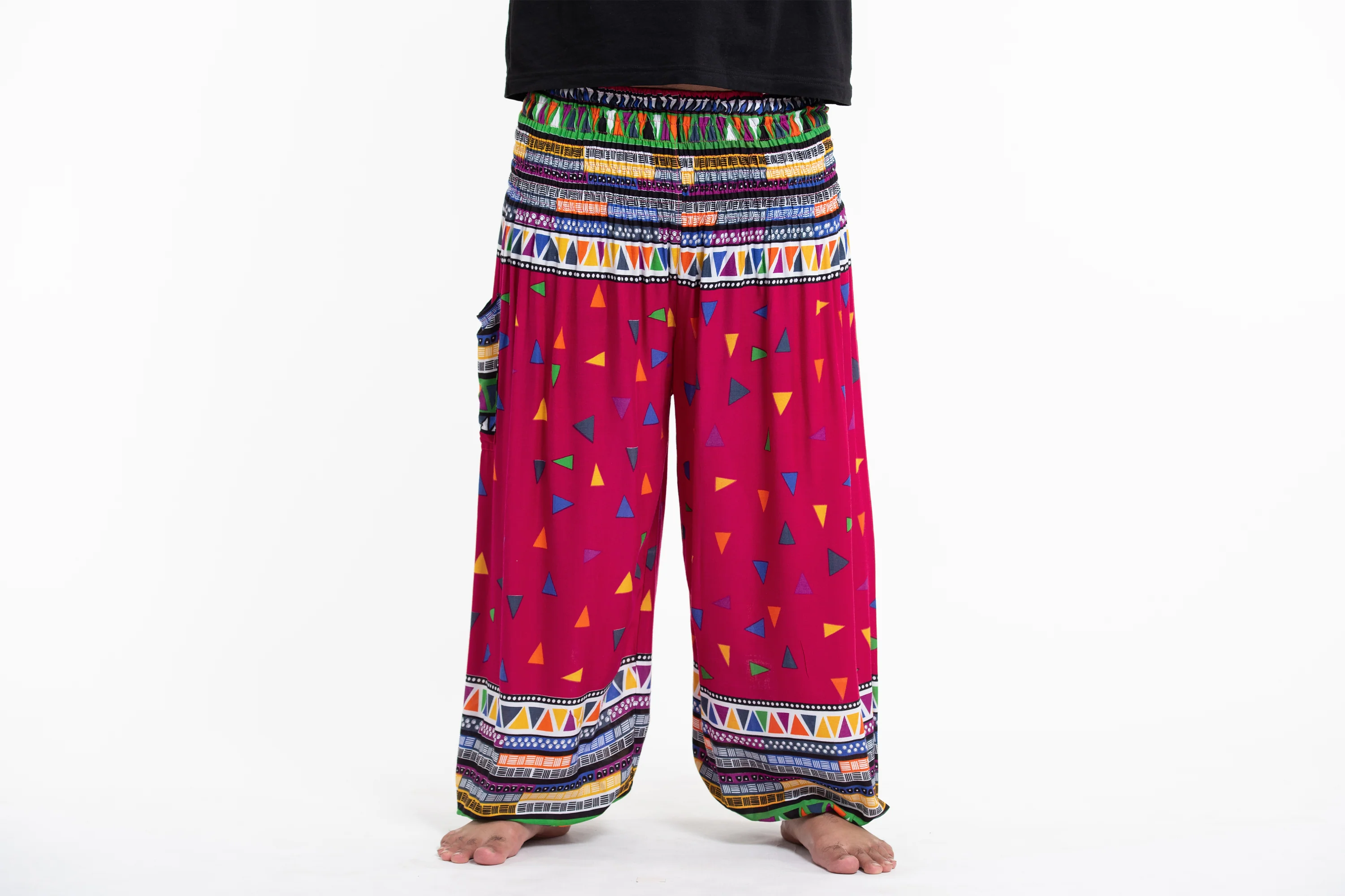 Plus Size Triangles Men's Harem Pants in Pink