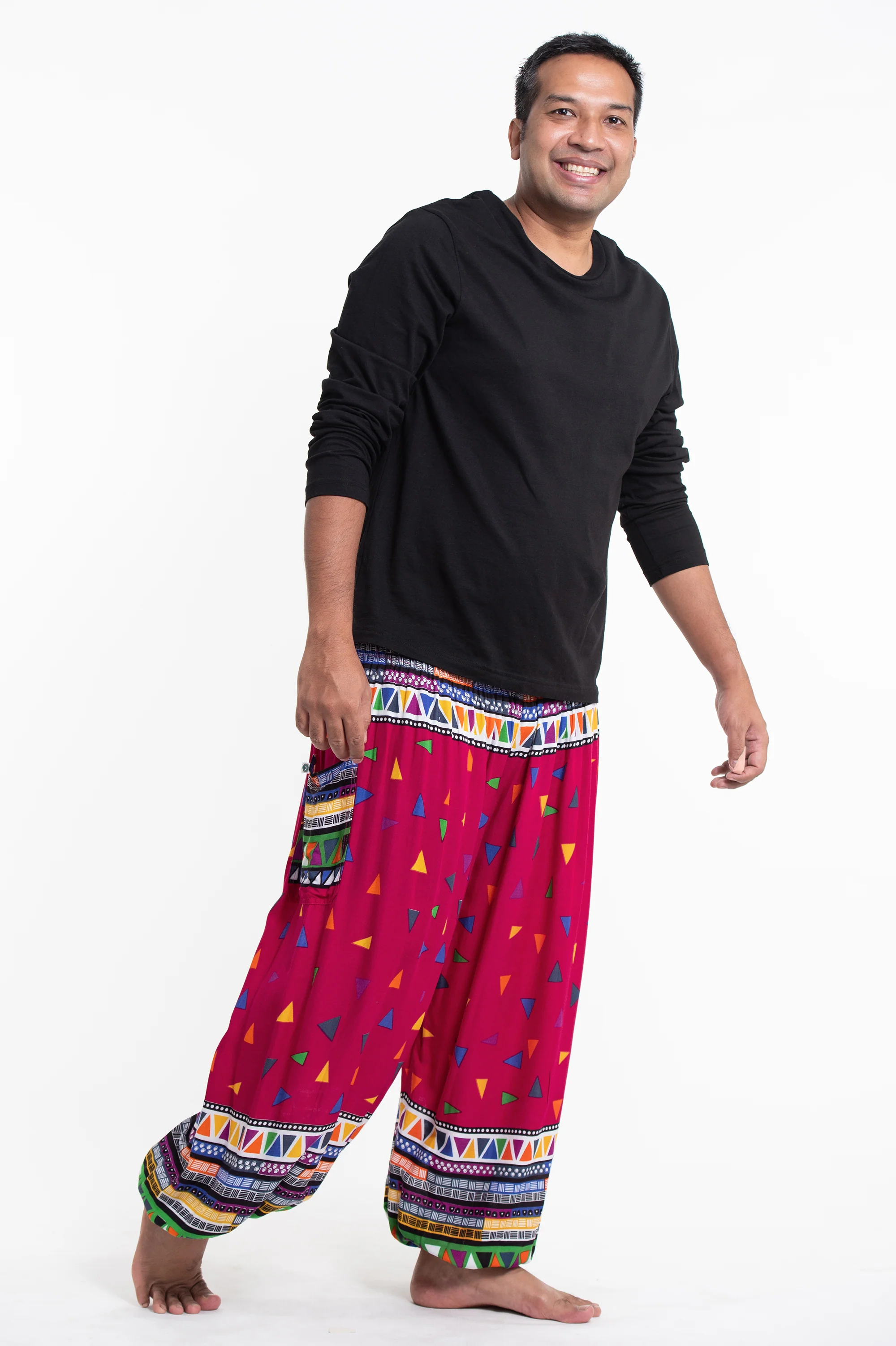 2898-Plus-Size-Triangles-Men-s-Harem-Pants-in-Pink-3.webp Plus Size Triangles Men's Harem Pants in Pink