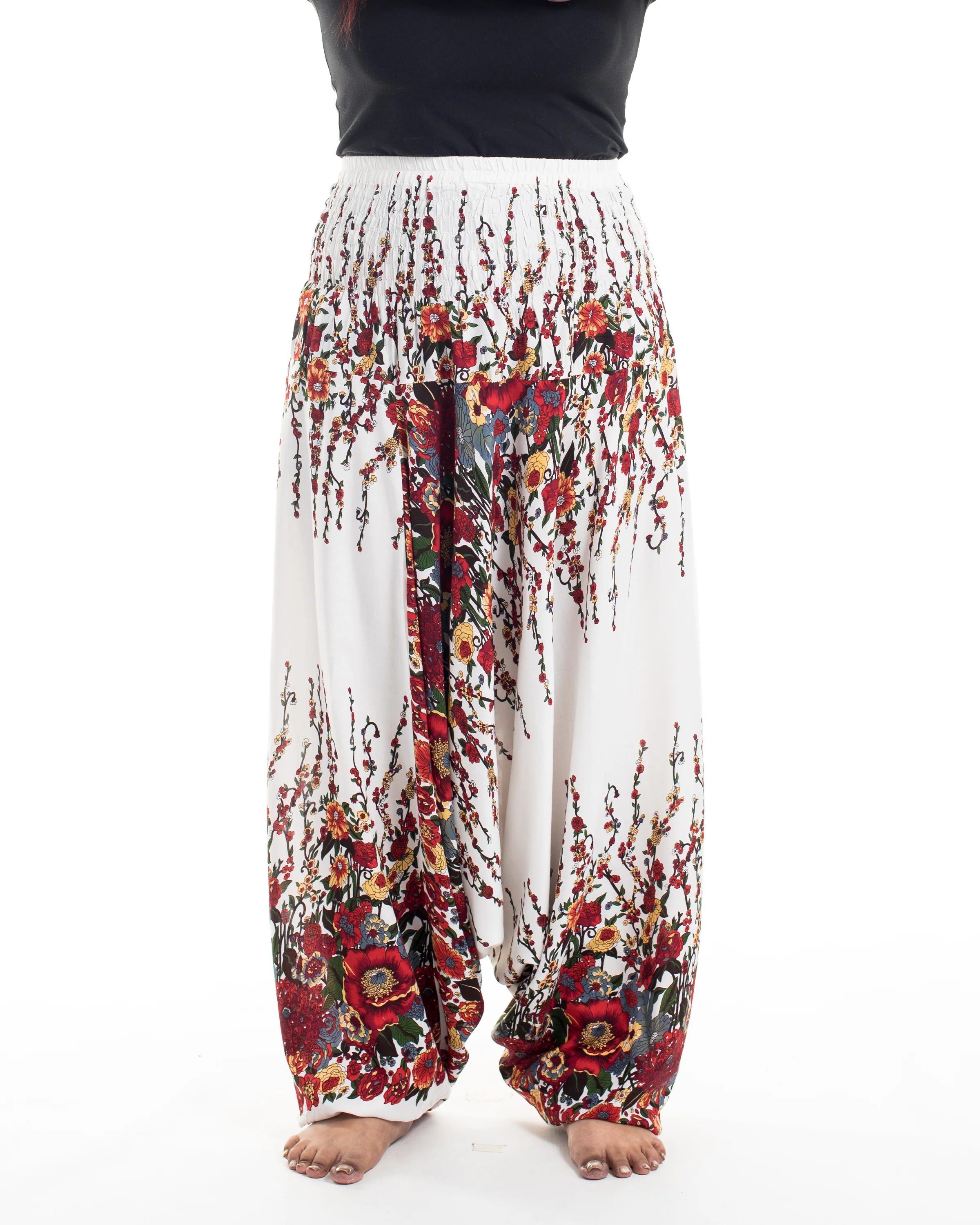 2902-Plus-Size-Floral-2-in-1-Jumpsuit-Harem-Pants-in-White-2.webp Plus Size Floral 2-in-1 Jumpsuit Harem Pants in White