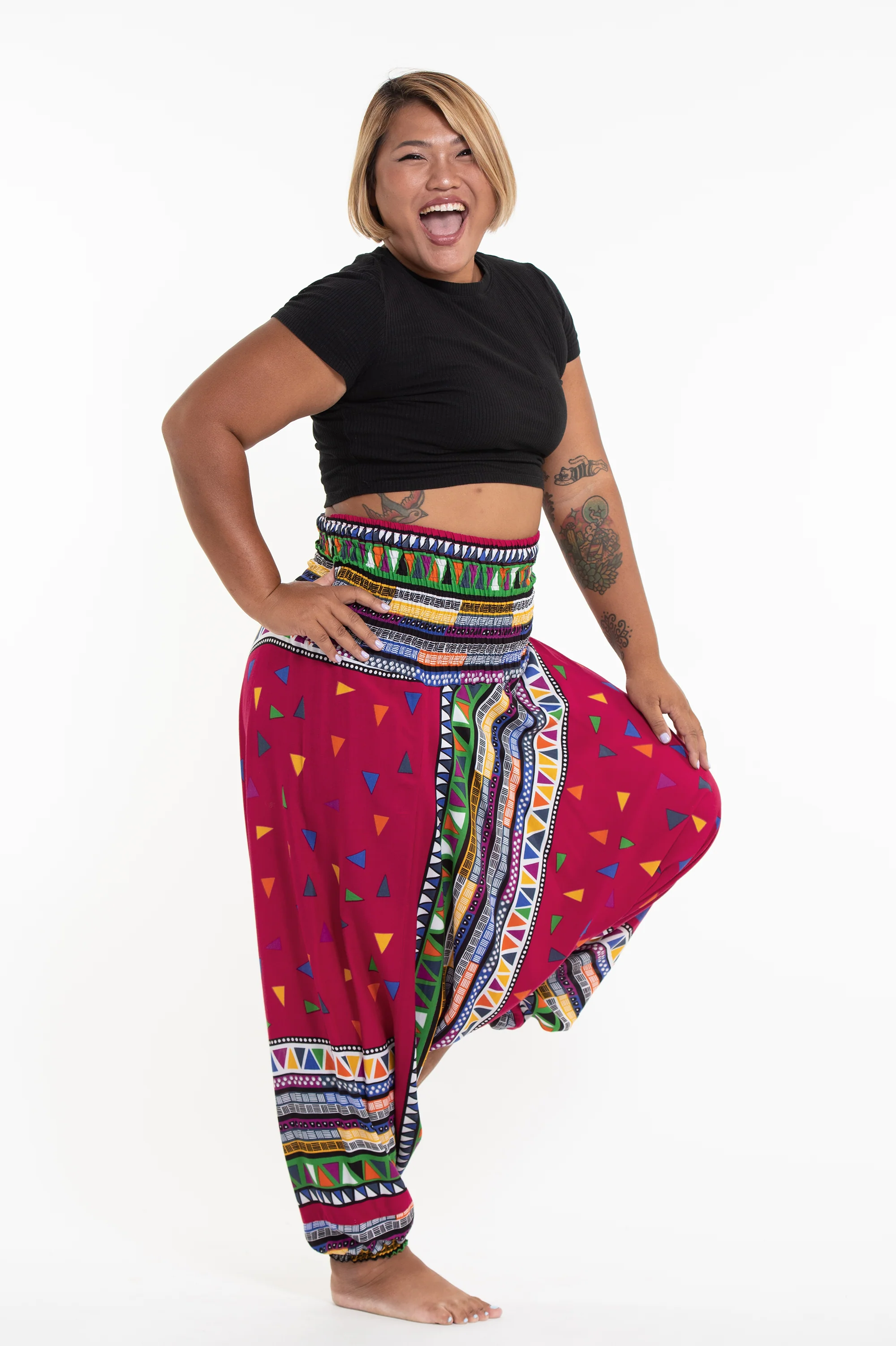 2903-Plus-Size-Triangles-2-in-1-Jumpsuit-Harem-Pants-in-Pink-3.webp Plus Size Triangles 2-in-1 Jumpsuit Harem Pants in Pink