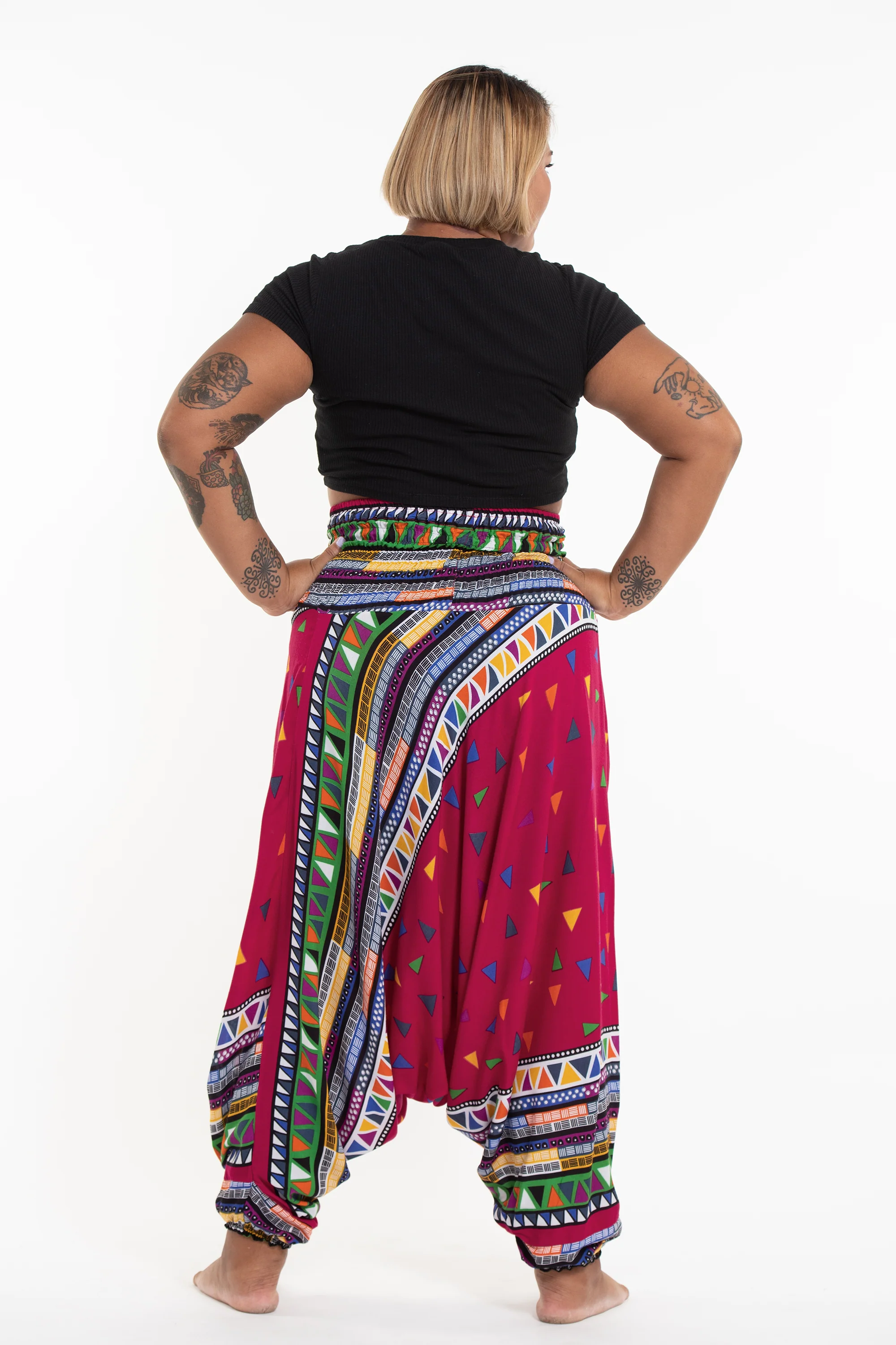 2903-Plus-Size-Triangles-2-in-1-Jumpsuit-Harem-Pants-in-Pink-4.webp Plus Size Triangles 2-in-1 Jumpsuit Harem Pants in Pink