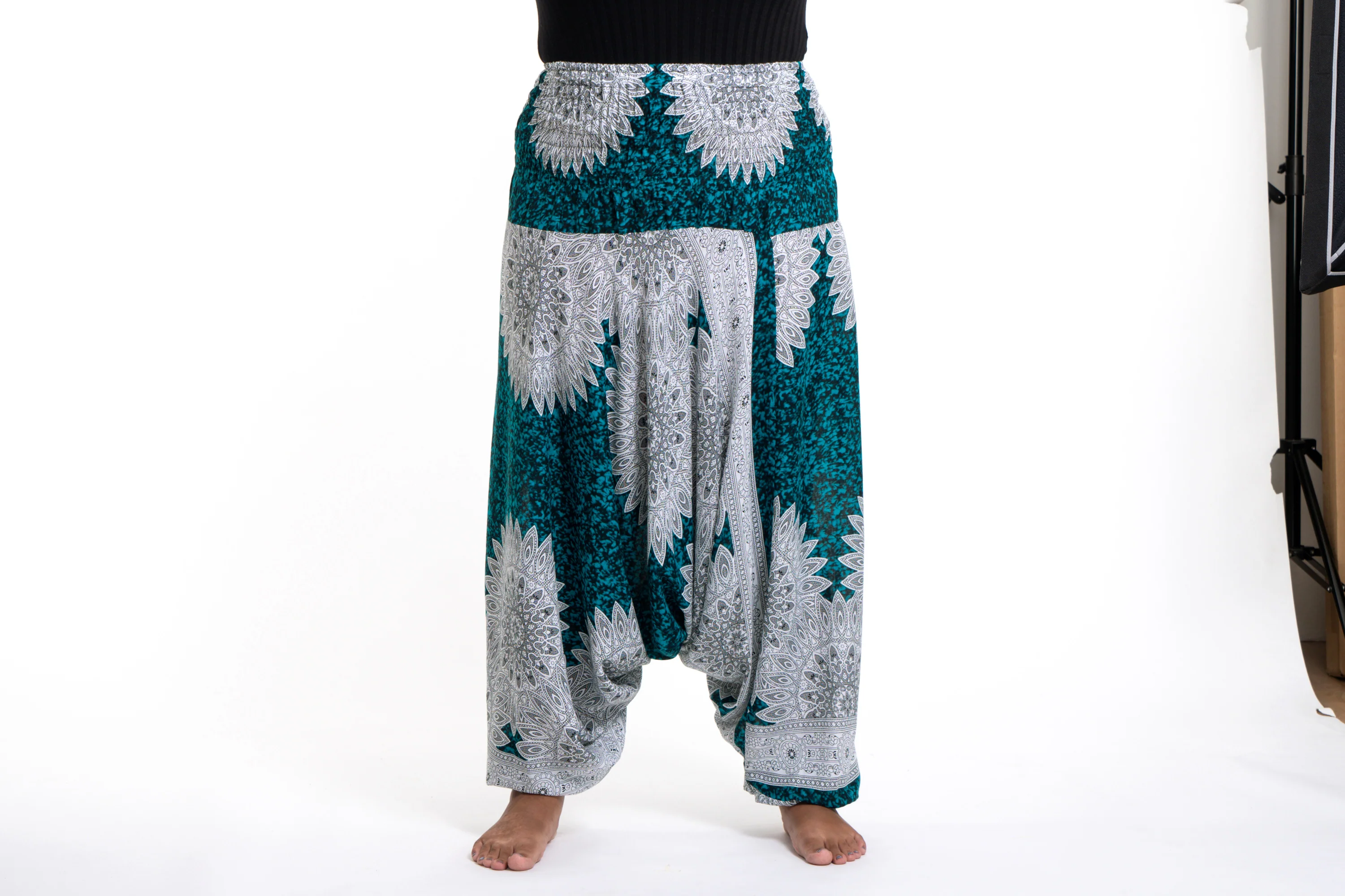 Plus Size Marble Mandalas 2-in-1 Jumpsuit Harem Pants in Turquoise