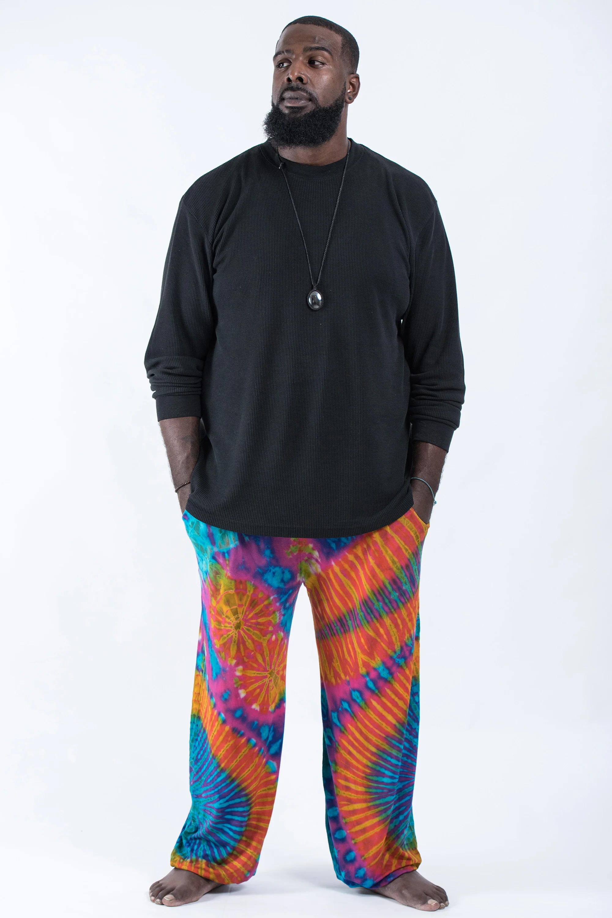 2908-Plus-Size-Tie-Dye-Cotton-Men-Harem-Pants-in-Blue-Orange-4.webp Plus Size Tie Dye Cotton Men Harem Pants in Blue Orange