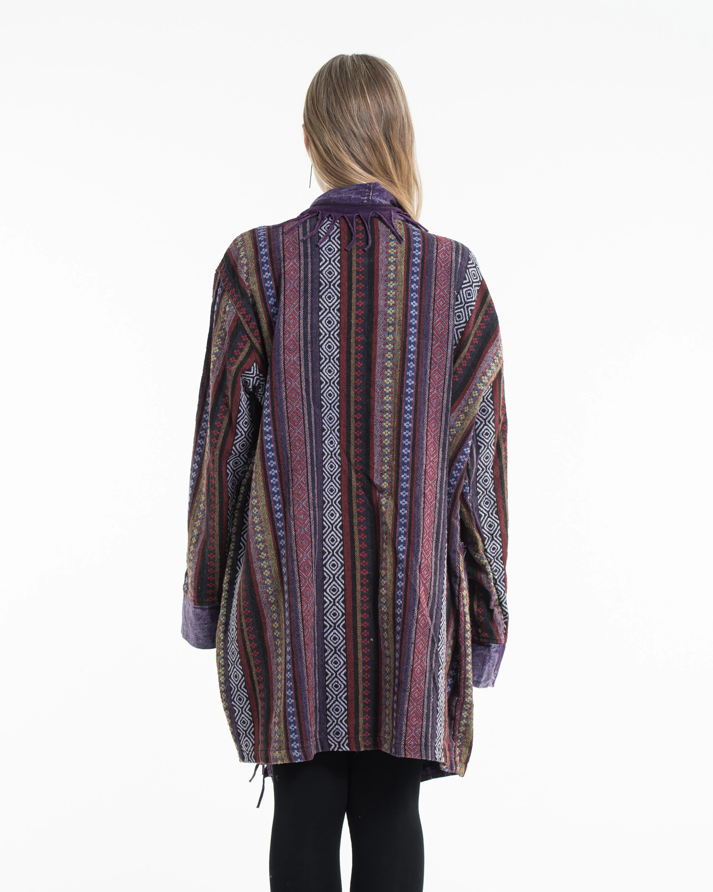 2909-Tribal-Cloak-Jacket-Stonewash-Drape-in-Violet-3.webp Tribal Cloak Jacket | Stonewash Drape in Violet