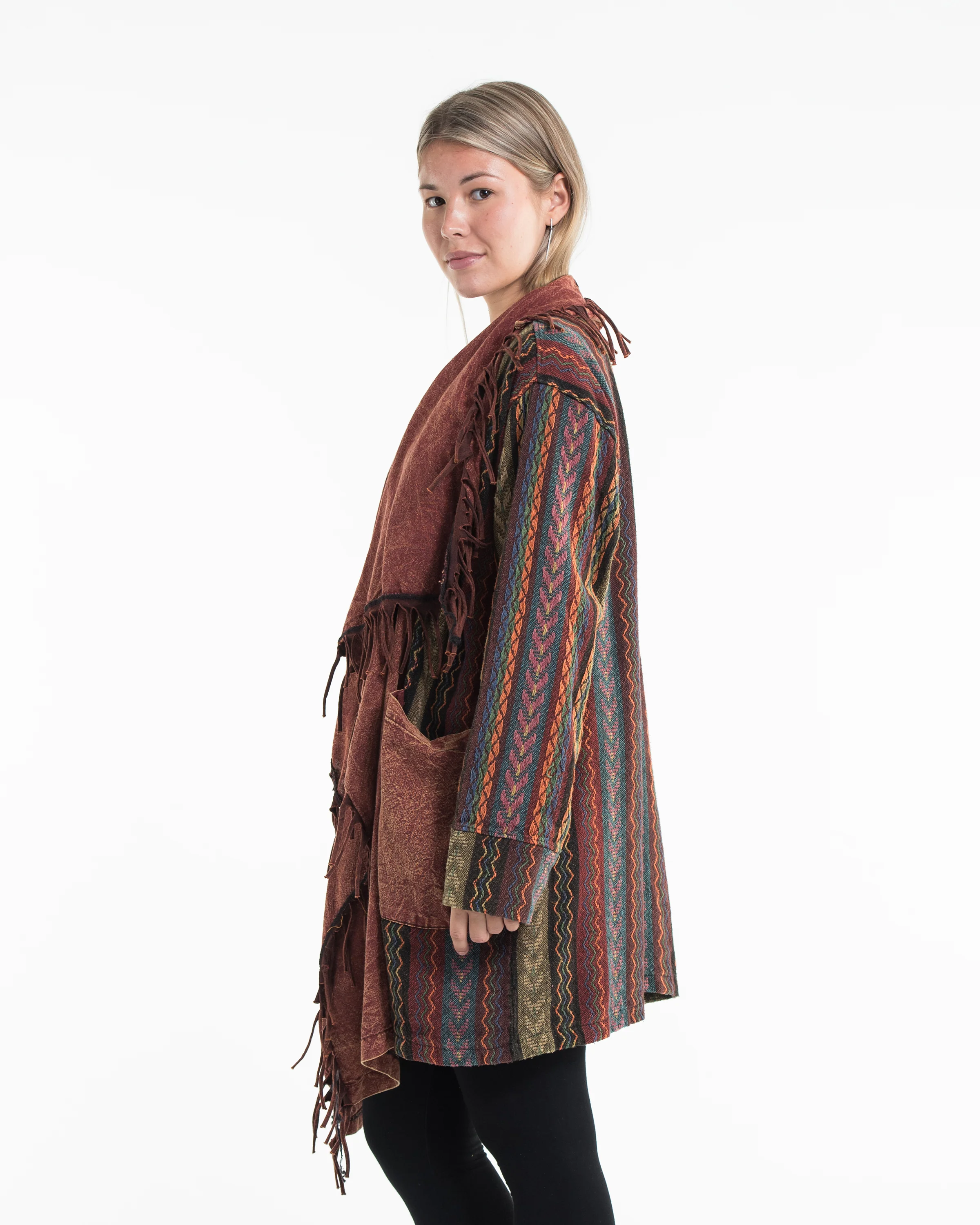 2927-Tribal-Cloak-Jacket-Stonewash-Drape-in-Brick-3.webp Tribal Cloak Jacket | Stonewash Drape in Brick