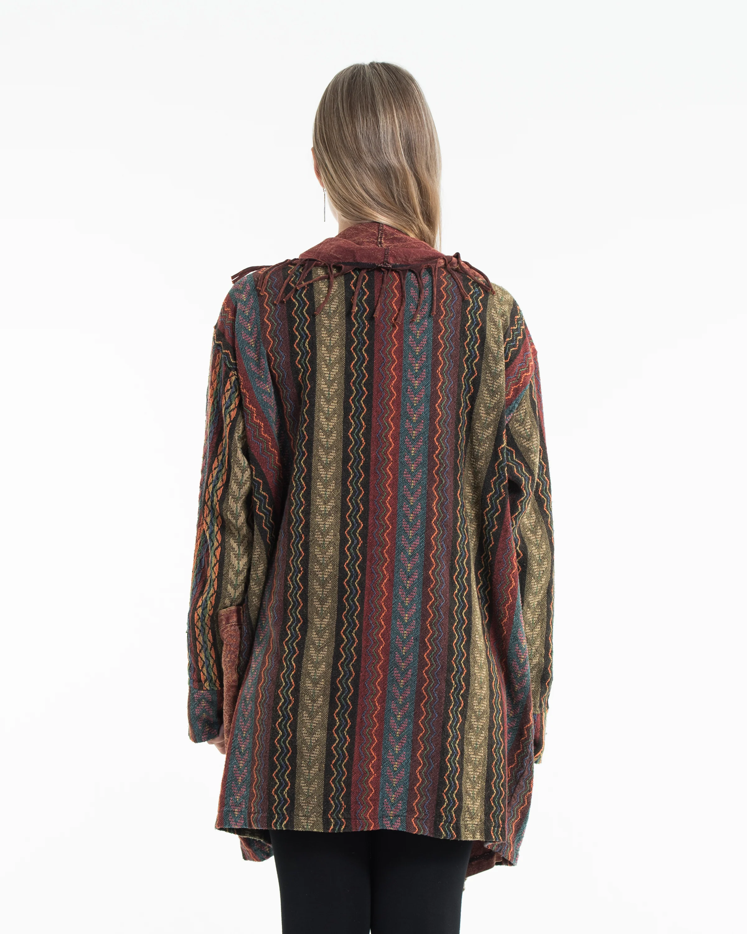 2927-Tribal-Cloak-Jacket-Stonewash-Drape-in-Brick-4.webp Tribal Cloak Jacket | Stonewash Drape in Brick