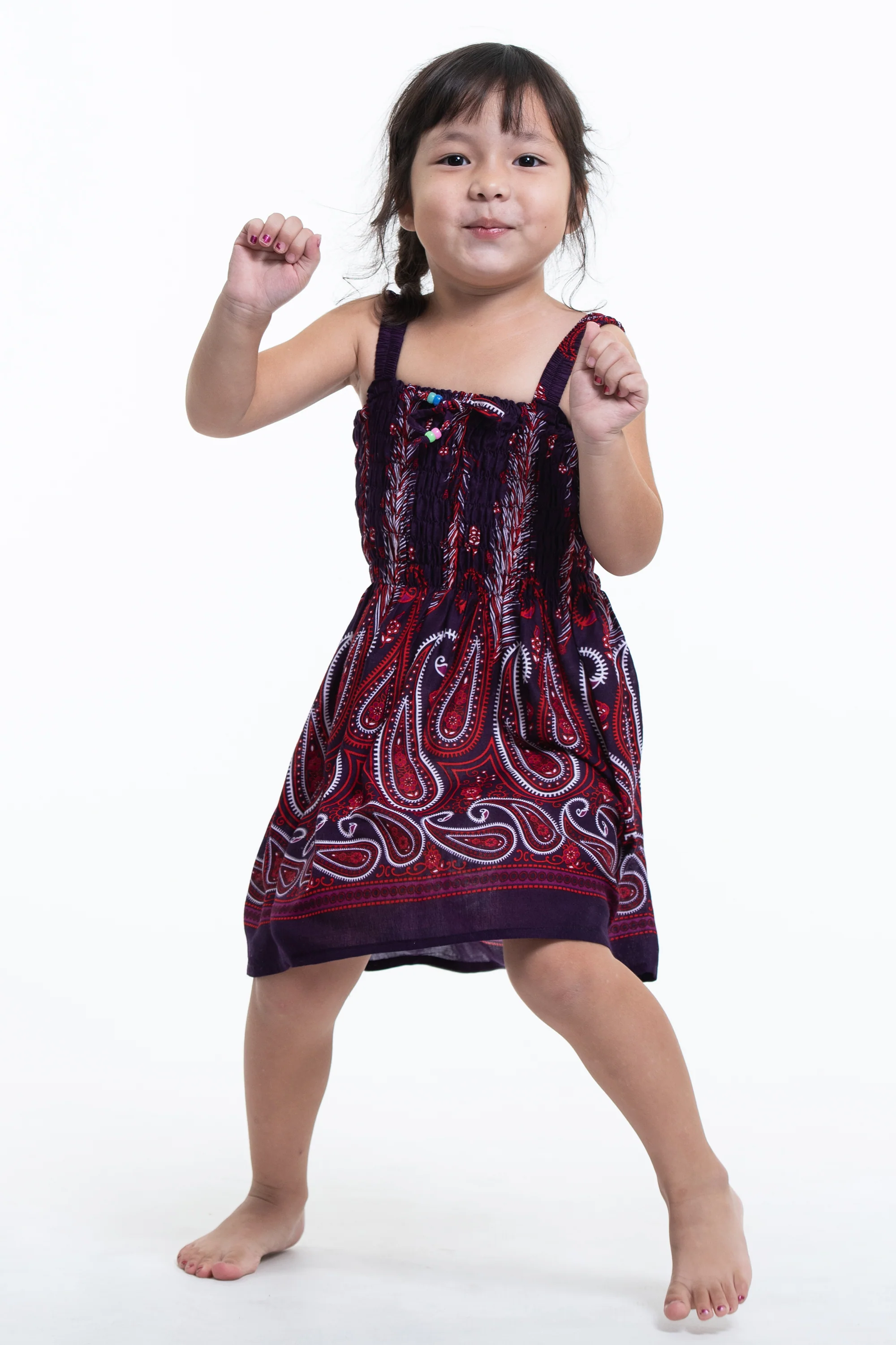 294-Kids-Paisley-Feathers-Smock-Dress-in-Purple-3.webp Kids Paisley Feathers Smock Dress in Purple
