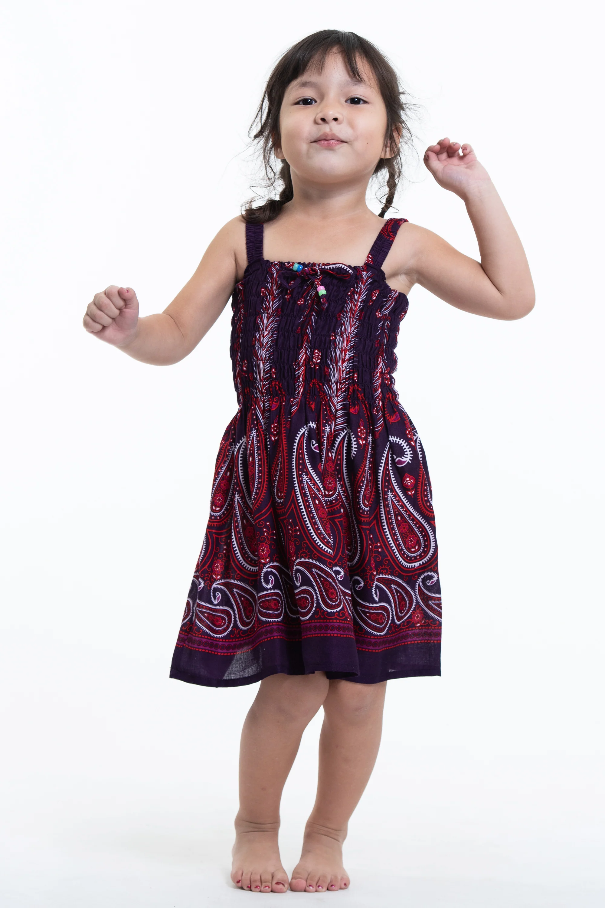 294-Kids-Paisley-Feathers-Smock-Dress-in-Purple-5.webp Kids Paisley Feathers Smock Dress in Purple