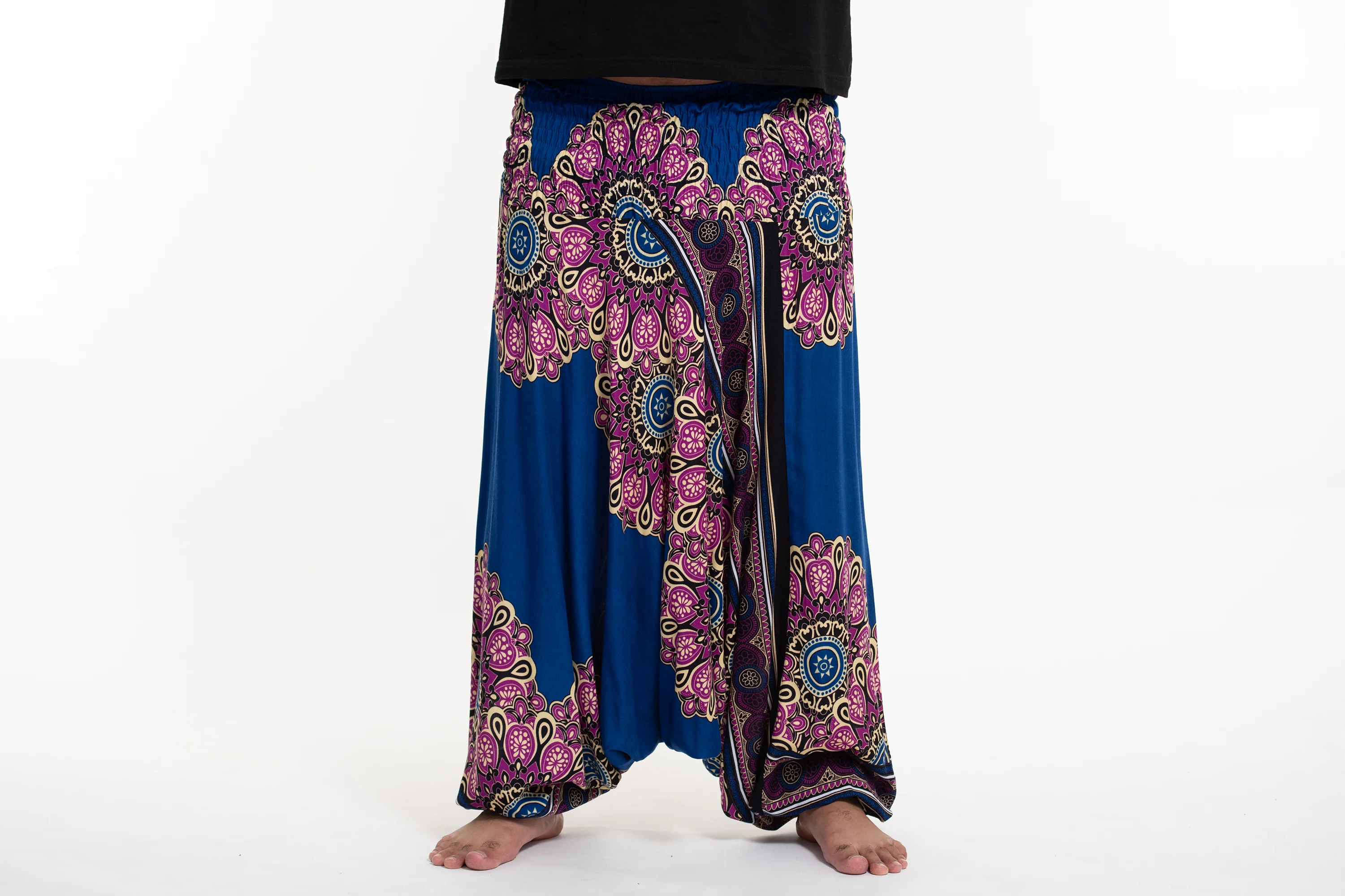 2941-Plus-Size-Peony-Mandalas-Drop-Crotch-Men-s-Harem-Pants-in-Blue-2.webp Plus Size Peony Mandalas Drop Crotch Men's Harem Pants in Blue