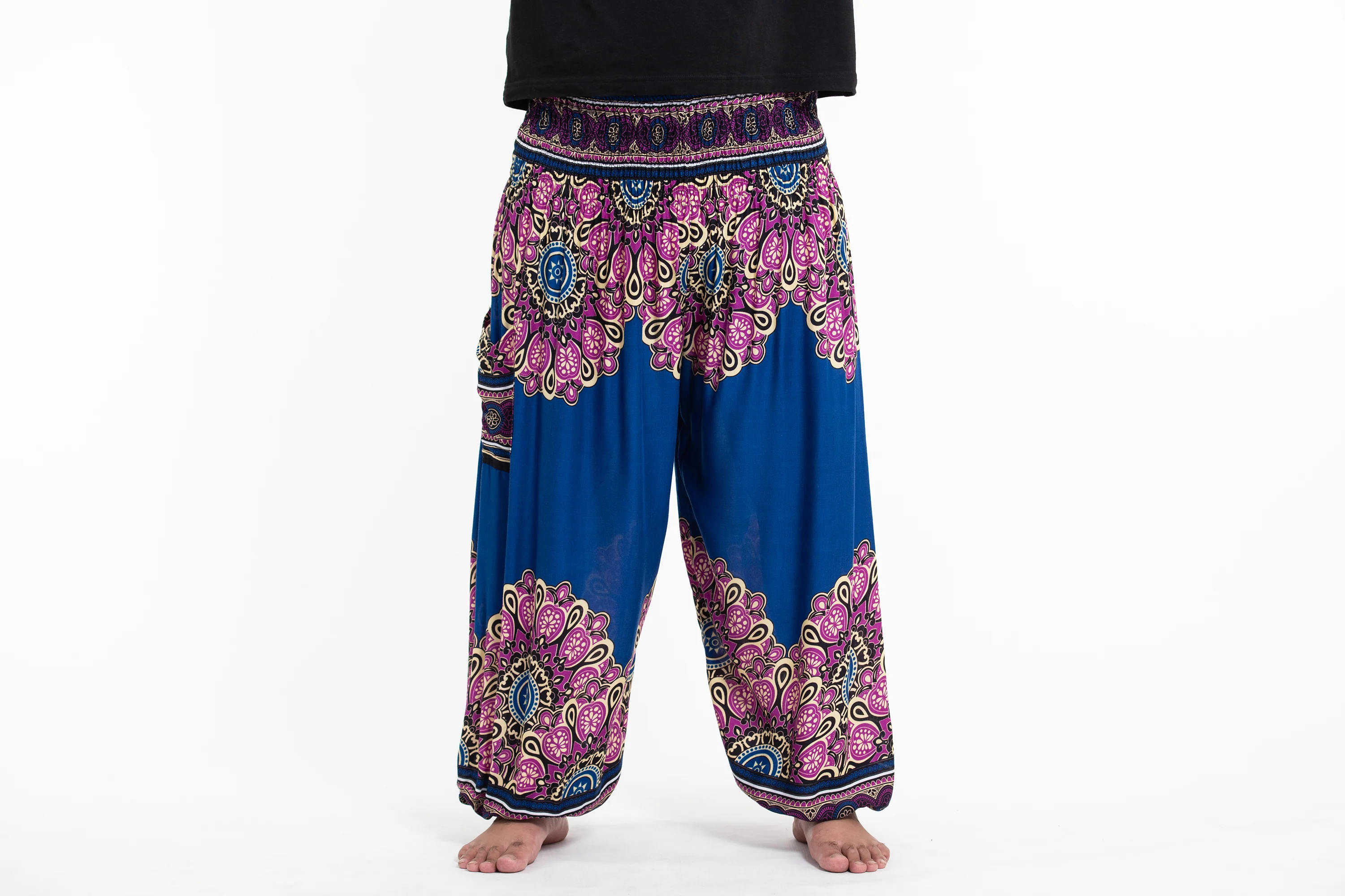 2956-Plus-Size-Peony-Mandalas-Men-s-Harem-Pants-in-Blue-2.webp Plus Size Peony Mandalas Men's Harem Pants in Blue