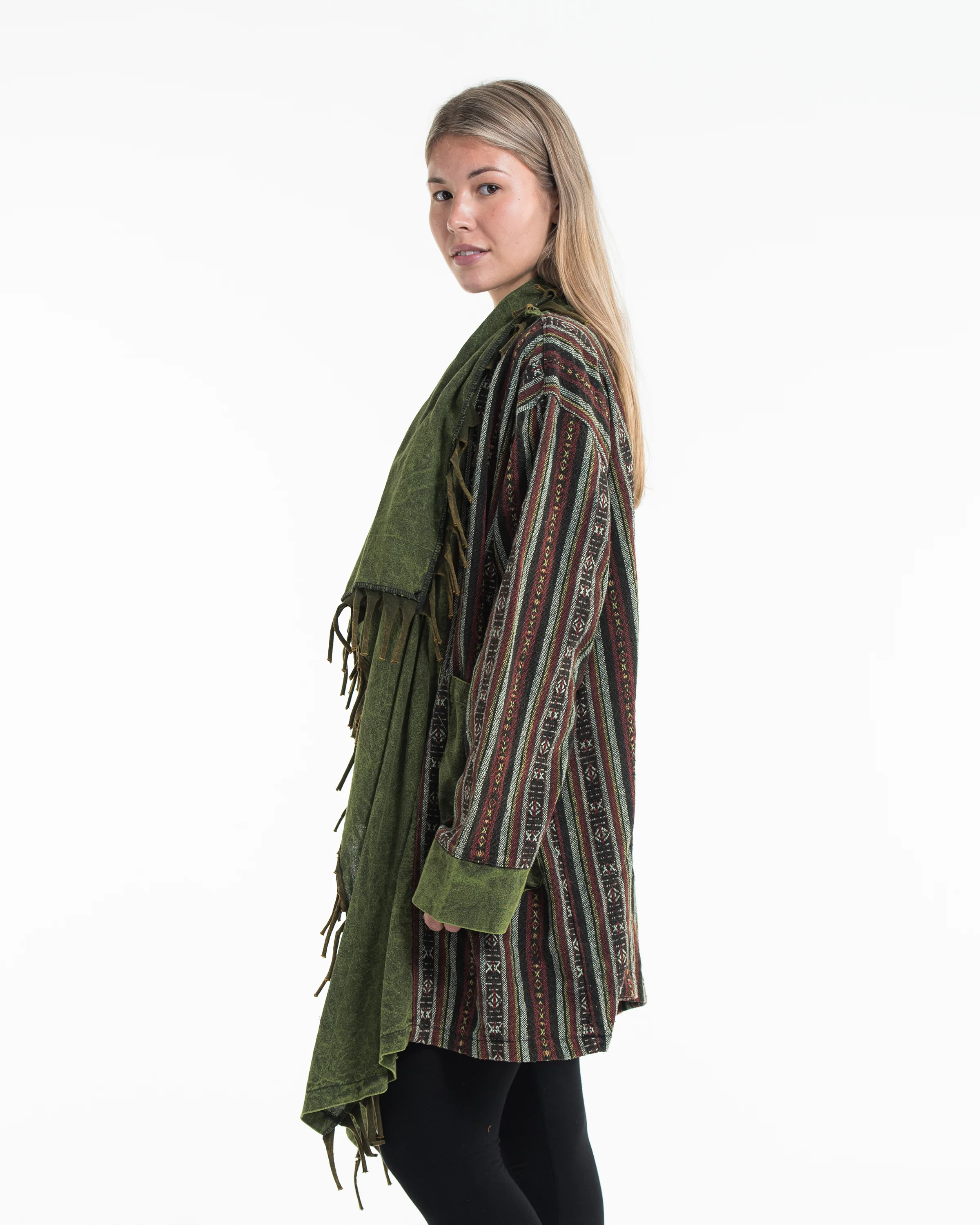 2959-Tribal-Cloak-Jacket-Stonewash-Drape-in-Olive-3.webp Tribal Cloak Jacket | Stonewash Drape in Olive
