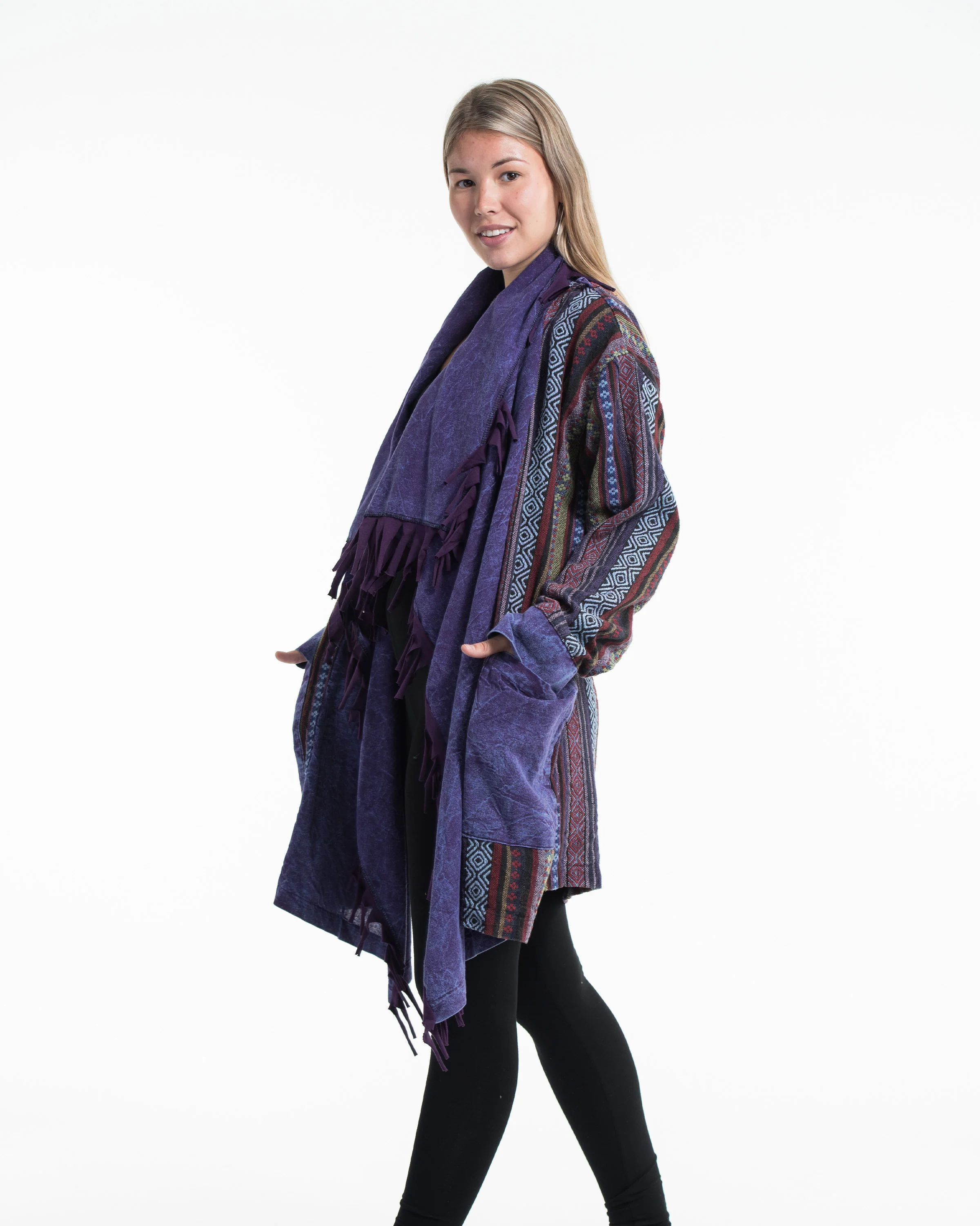 2961-Tribal-Cloak-Jacket-Stonewash-Drape-in-Purple-4.webp Tribal Cloak Jacket | Stonewash Drape in Purple