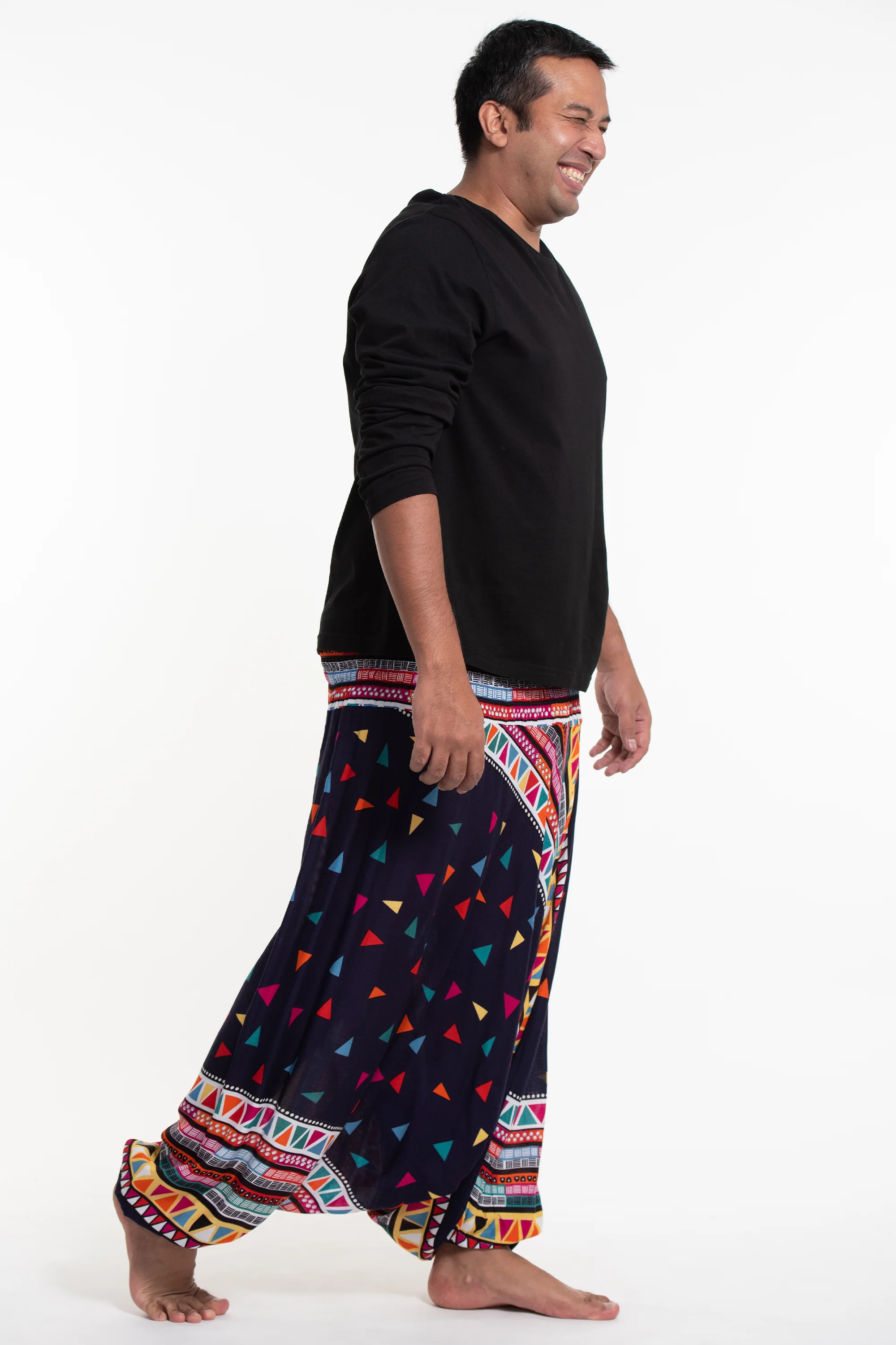 2963-Plus-Size-Triangles-Drop-Crotch-Men-s-Harem-Pants-in-Navy-3.webp Plus Size Triangles Drop Crotch Men's Harem Pants in Navy