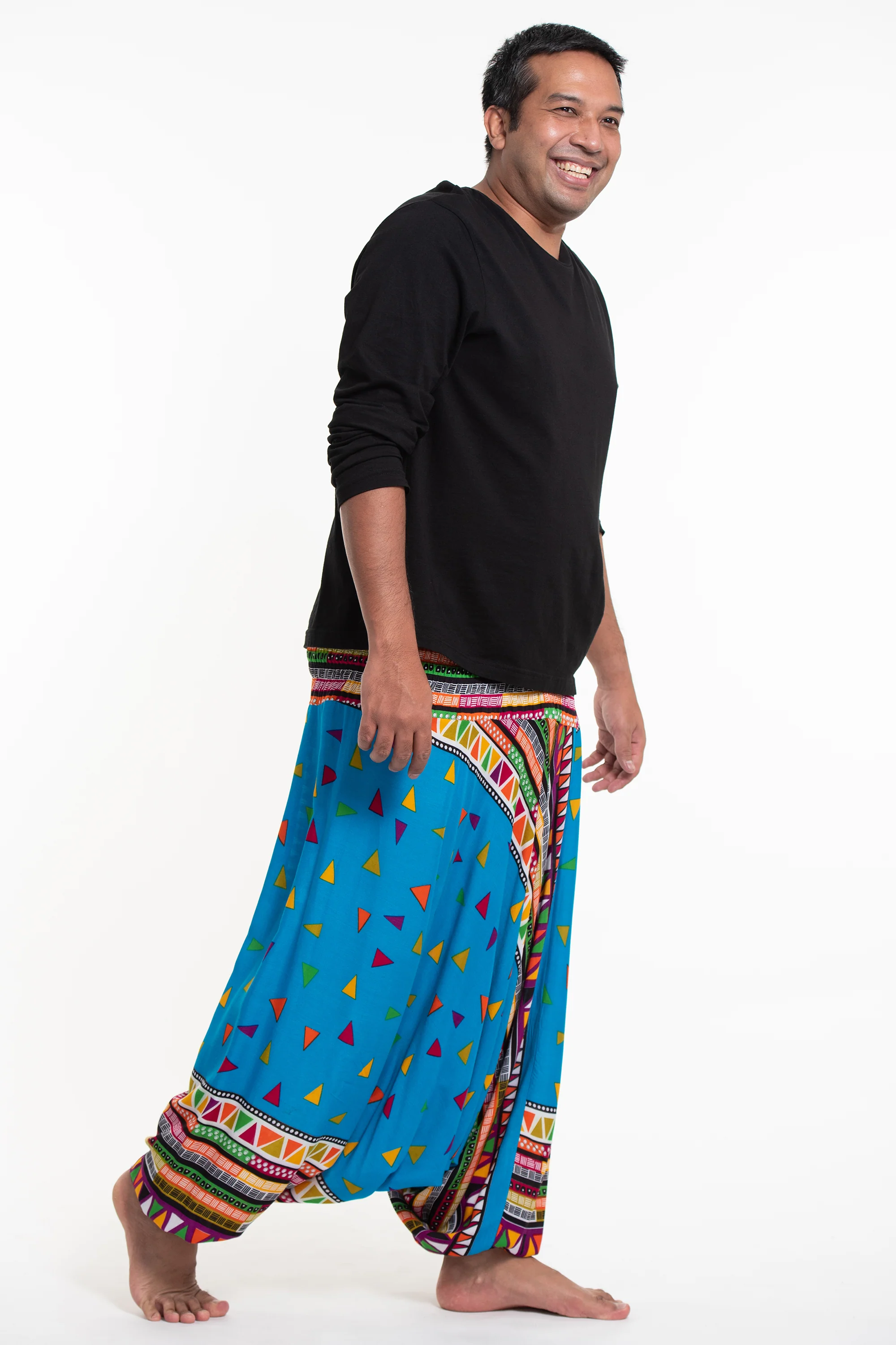2965-Plus-Size-Triangles-Drop-Crotch-Men-s-Harem-Pants-in-Ocean-Blue-3.webp Plus Size Triangles Drop Crotch Men's Harem Pants in Ocean Blue