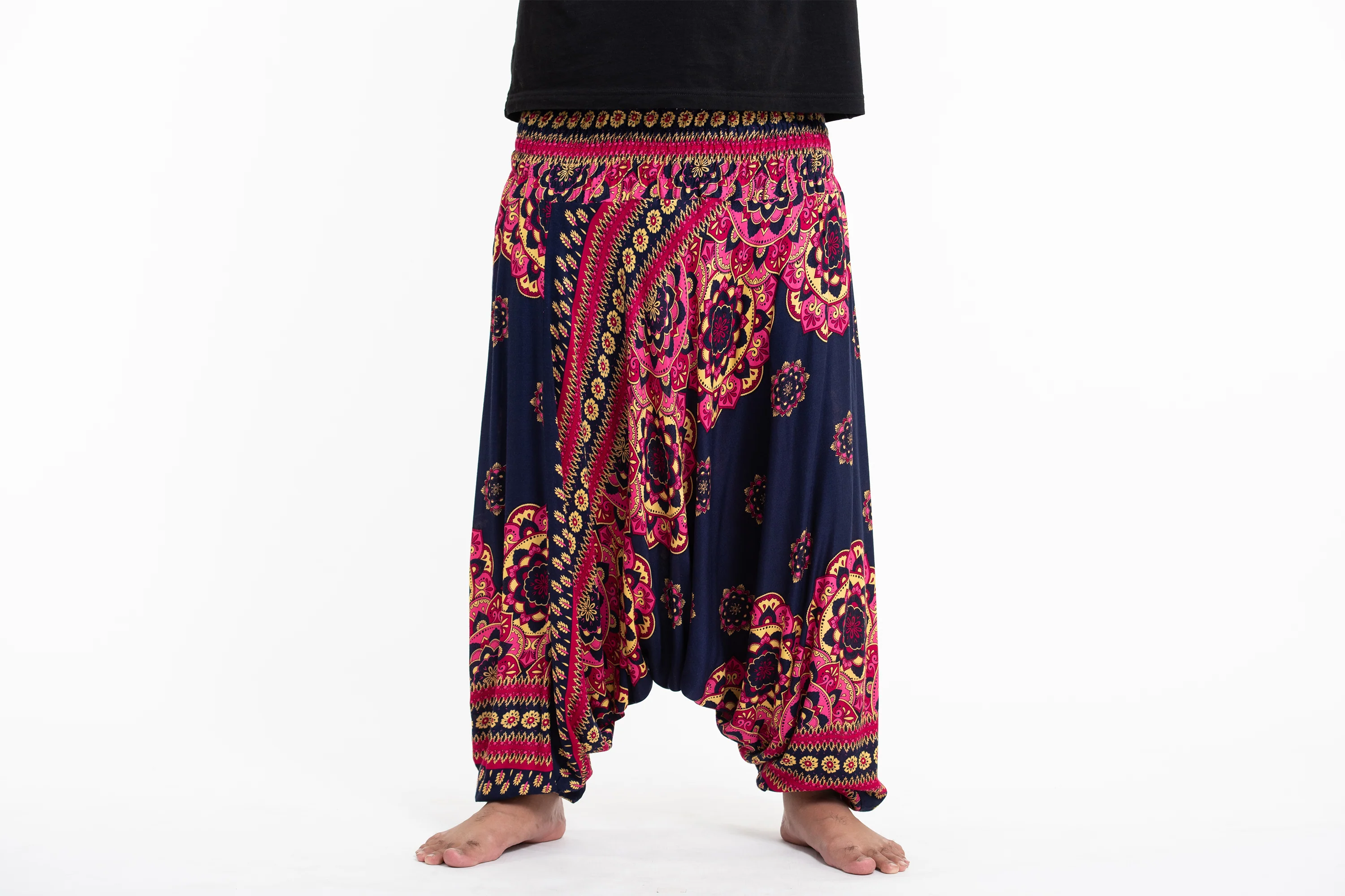 2967-Plus-Size-Lotus-Mandalas-Drop-Crotch-Men-s-Harem-Pants-in-Navy-2.webp Plus Size Lotus Mandalas Drop Crotch Men's Harem Pants in Navy